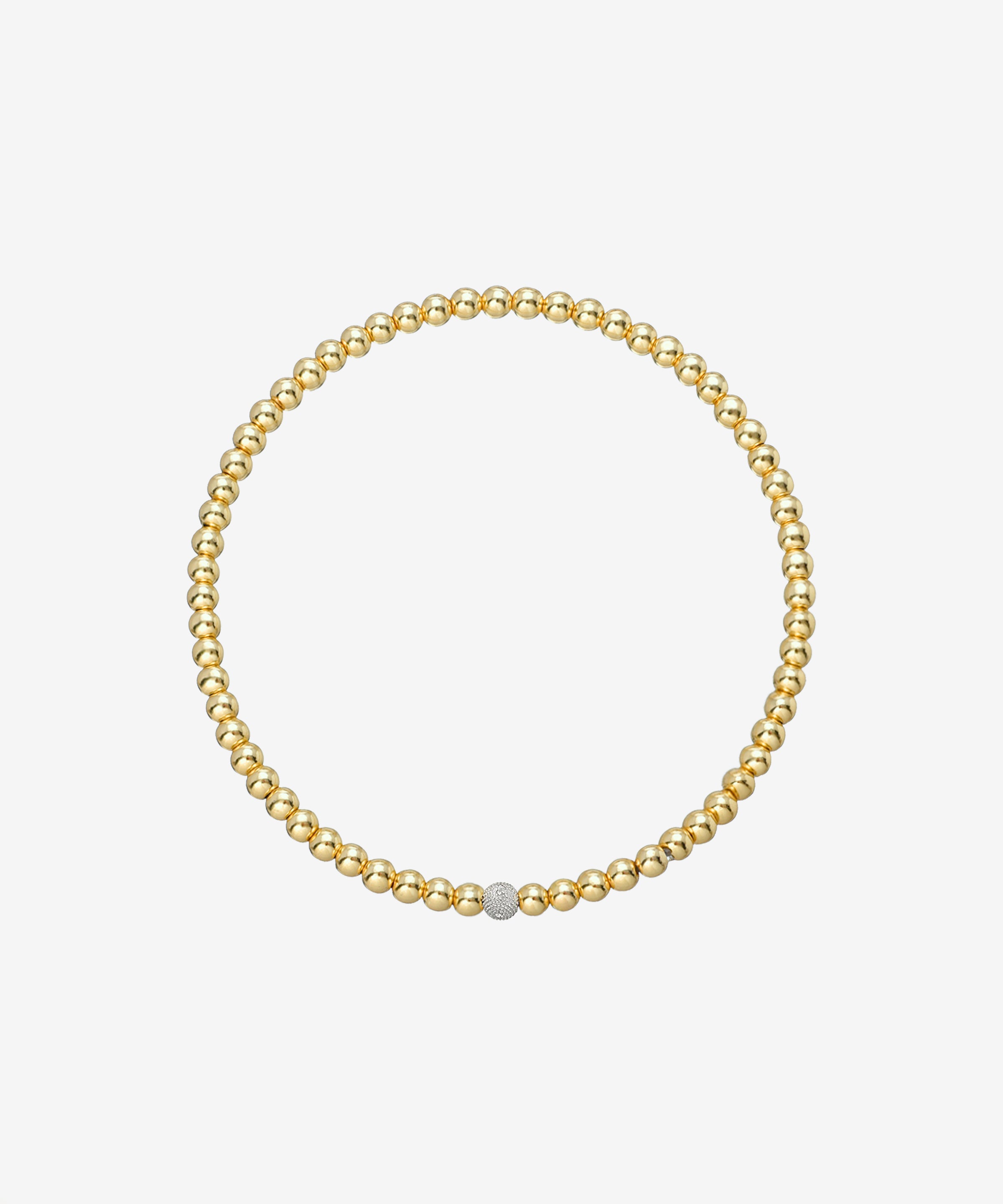 3mm Gold Bead Bracelet with Diamond Bead Zoe Lev Jewelry