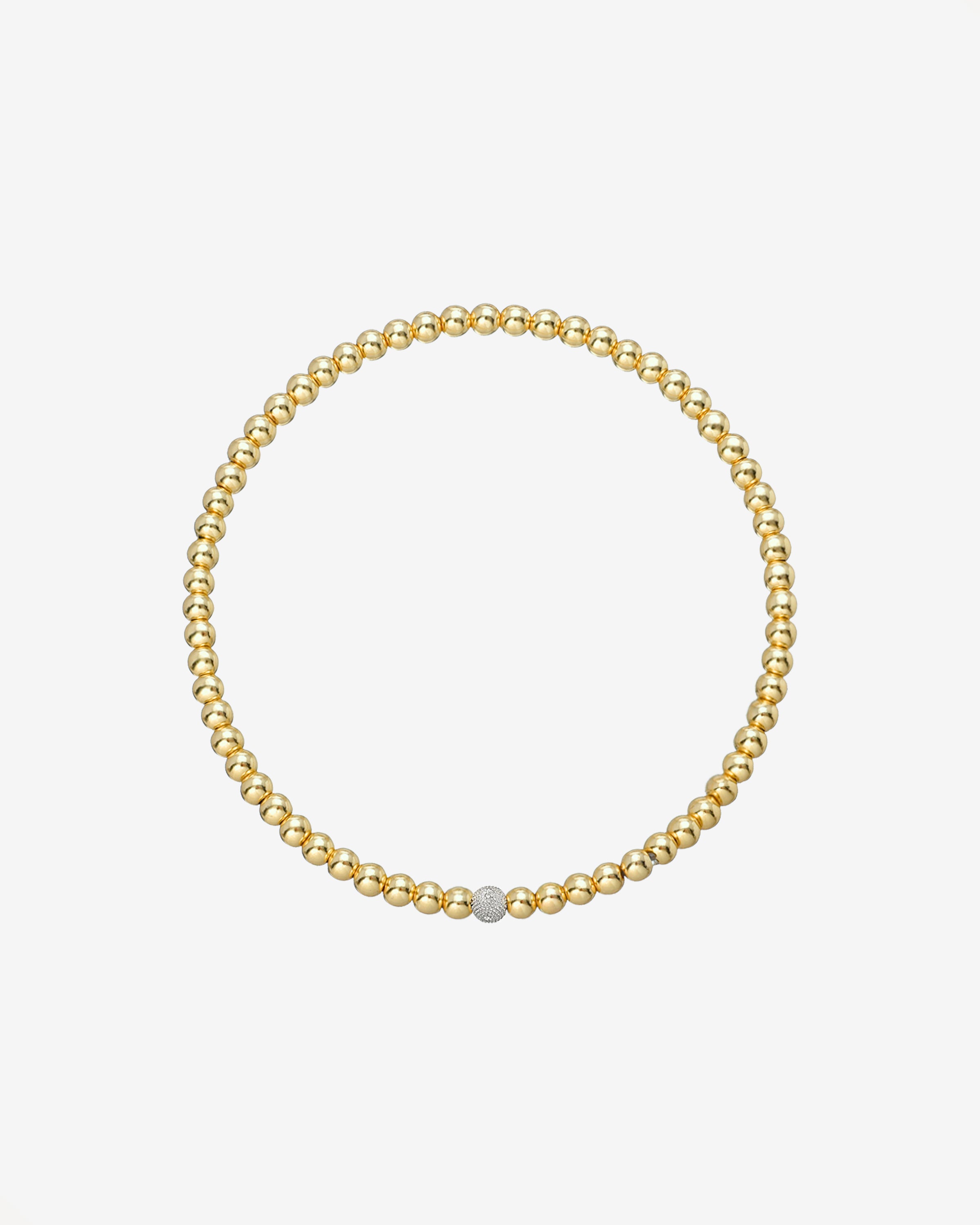 3mm Gold Bead Bracelet with Diamond Bead Zoe Lev Jewelry