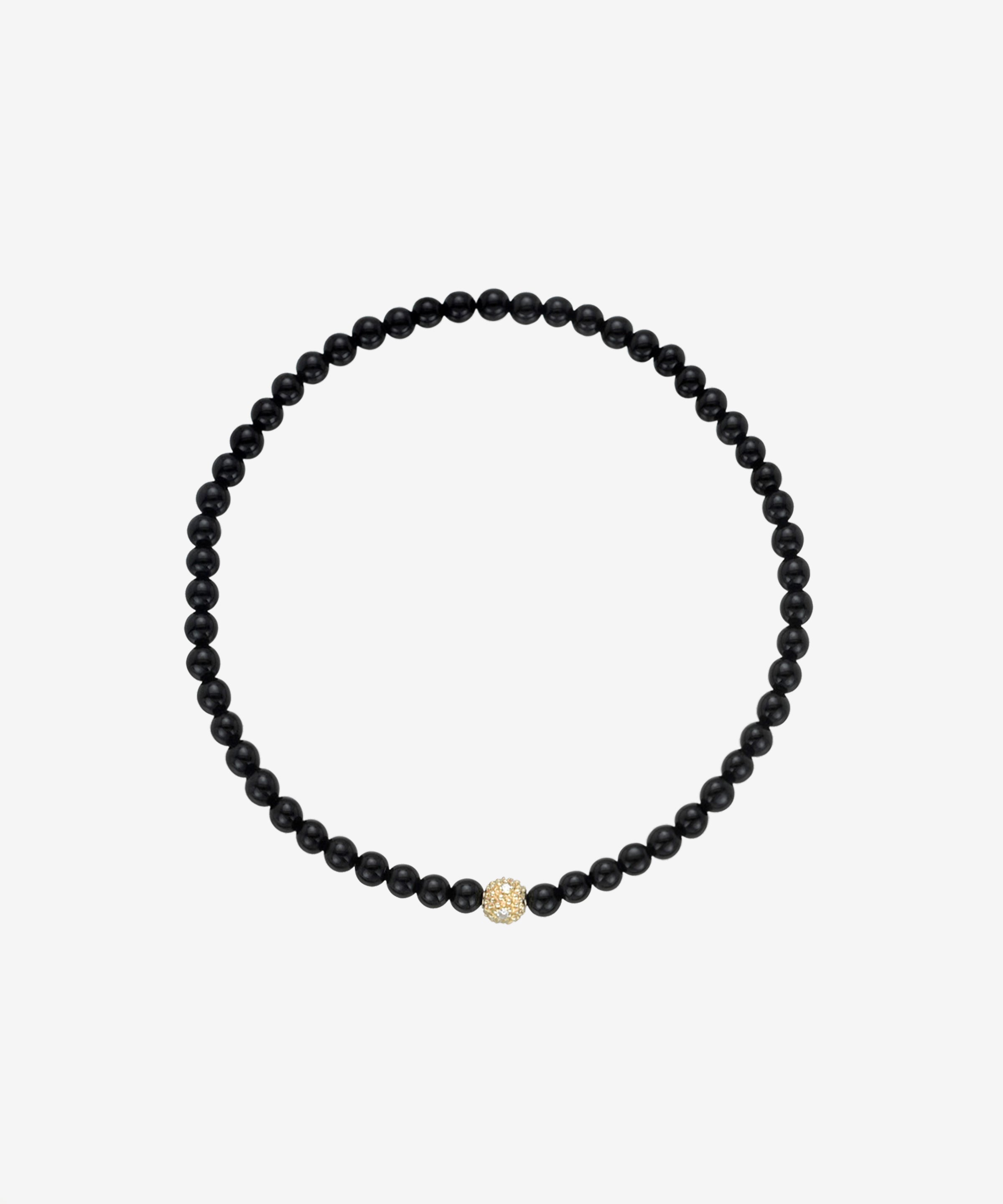 3mm Black Onyx Bead Bracelet with Diamond Bead Bead Bracelets Zoe Lev Jewelry