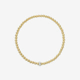 3mm Gold Bead Bracelet with Diamond Bar Bead Bracelets Zoe Lev Jewelry