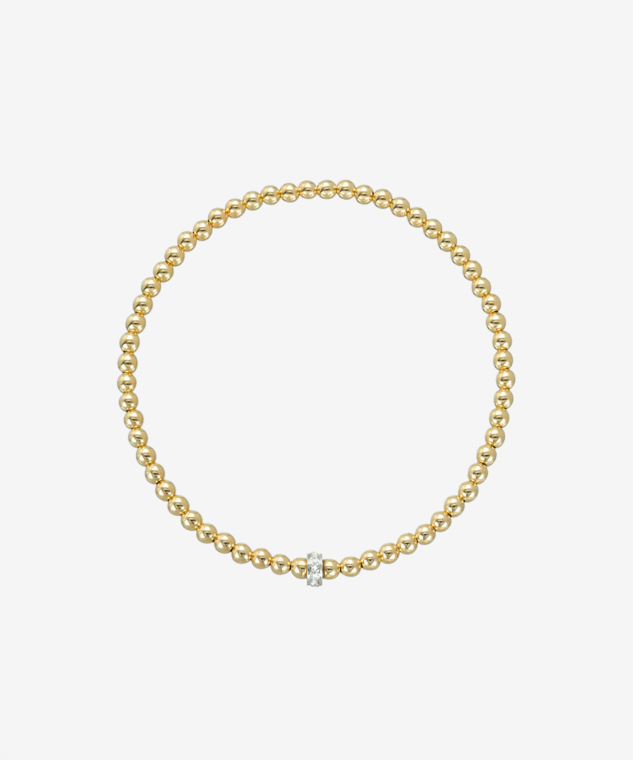 3mm Gold Bead Bracelet with Diamond Bar Bead Bracelets Zoe Lev Jewelry