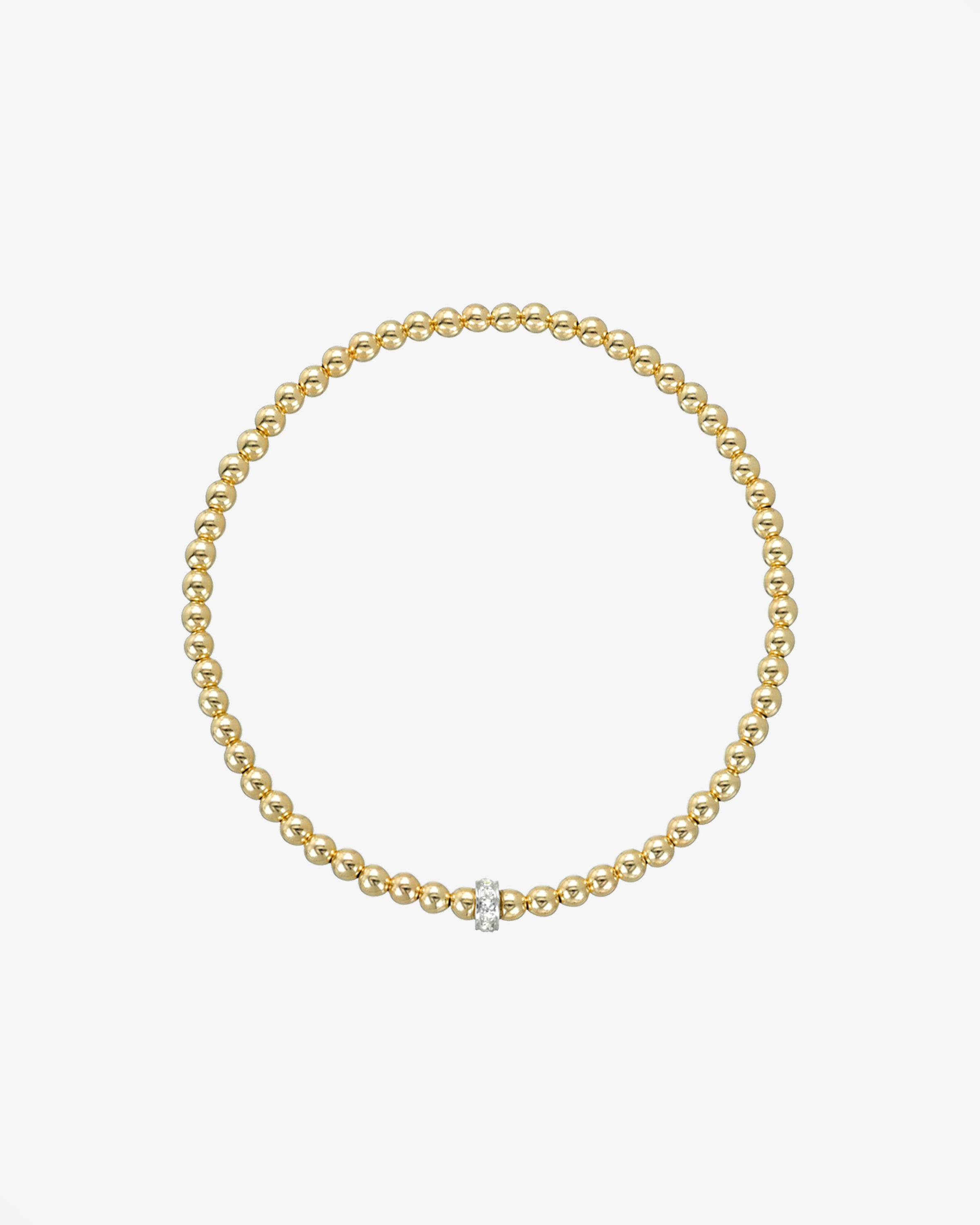 3mm Gold Bead Bracelet with Diamond Bar Bead Bracelets Zoe Lev Jewelry