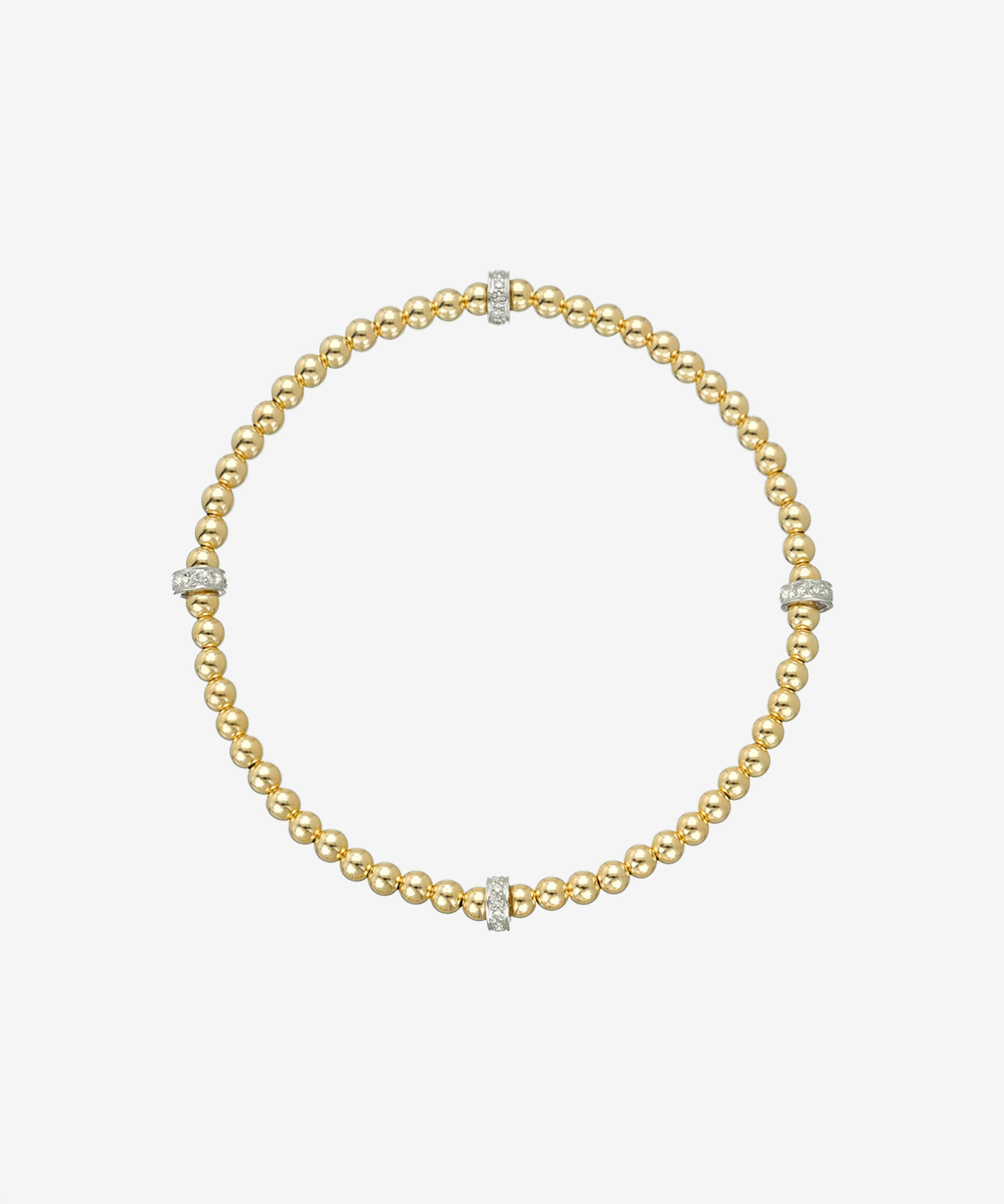 3mm Gold Segment Bead Bracelet with Diamond Bars Bead Bracelets Zoe Lev Jewelry