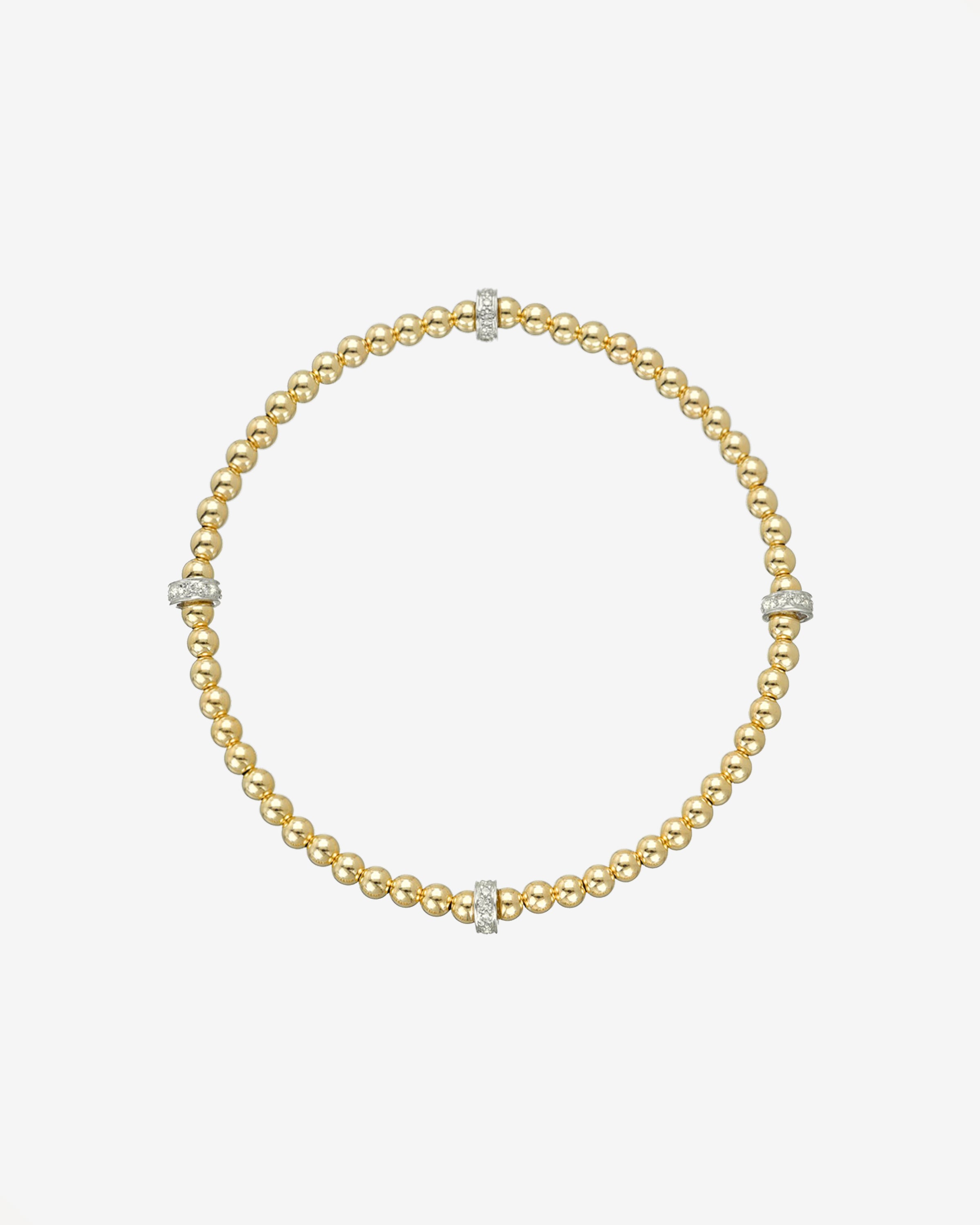 3mm Gold Segment Bead Bracelet with Diamond Bars Bead Bracelets Zoe Lev Jewelry