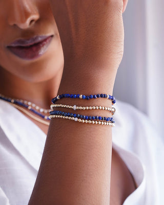 Blue Lapis Bead Bracelet