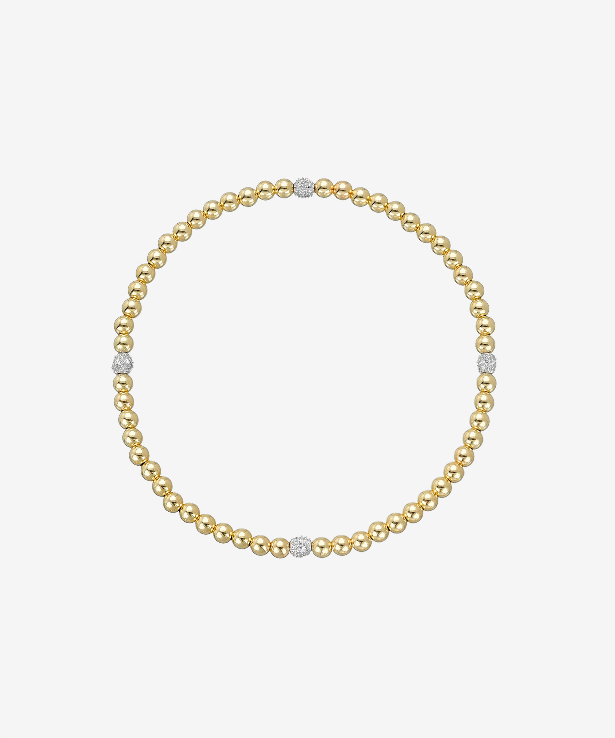 3mm Gold Segment Bead Bracelet with Diamond Beads Bead Bracelets Zoe Lev Jewelry