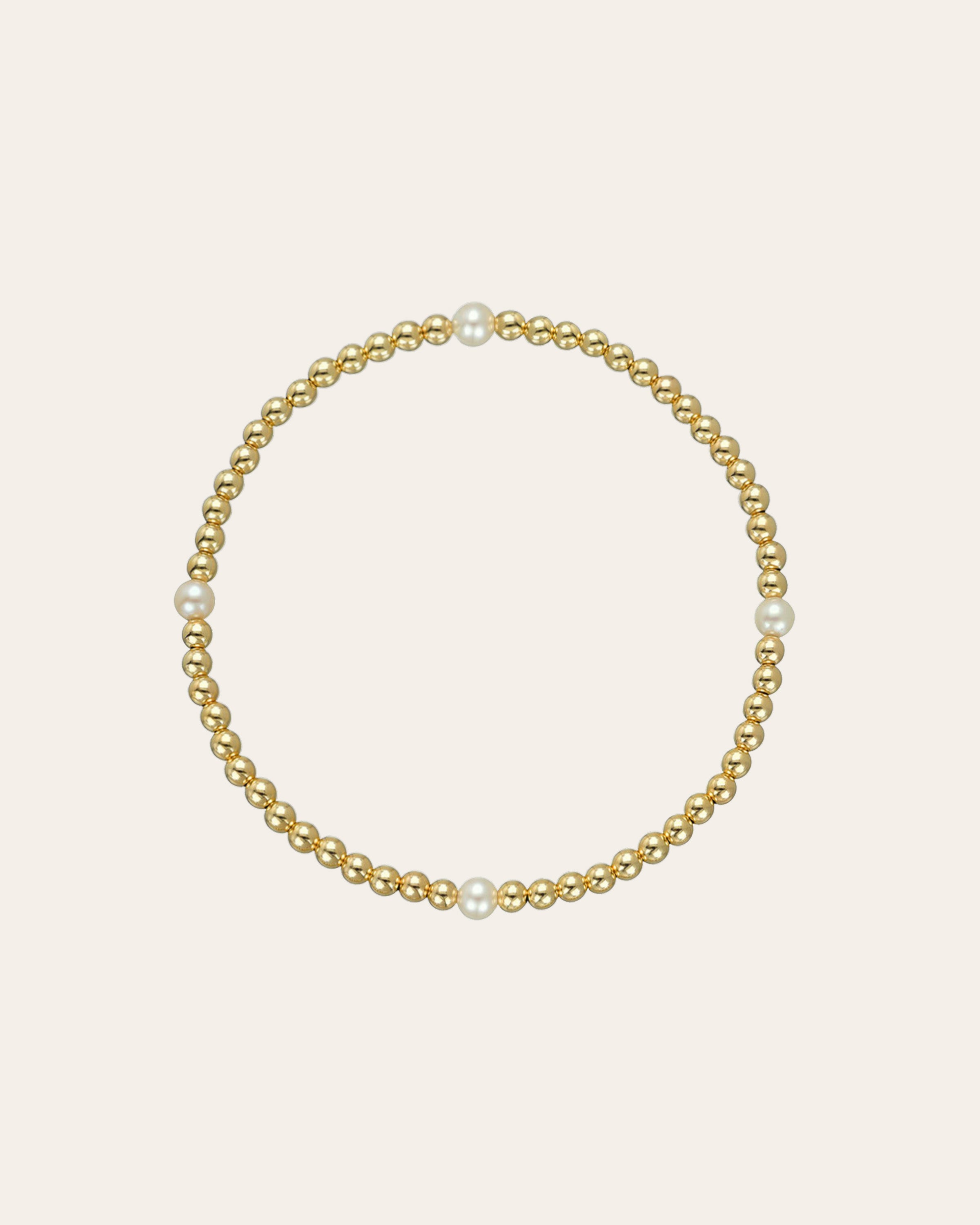 3mm Bead Bracelet With Pearl Segments SAMPLE SALE Zoe Lev Jewelry