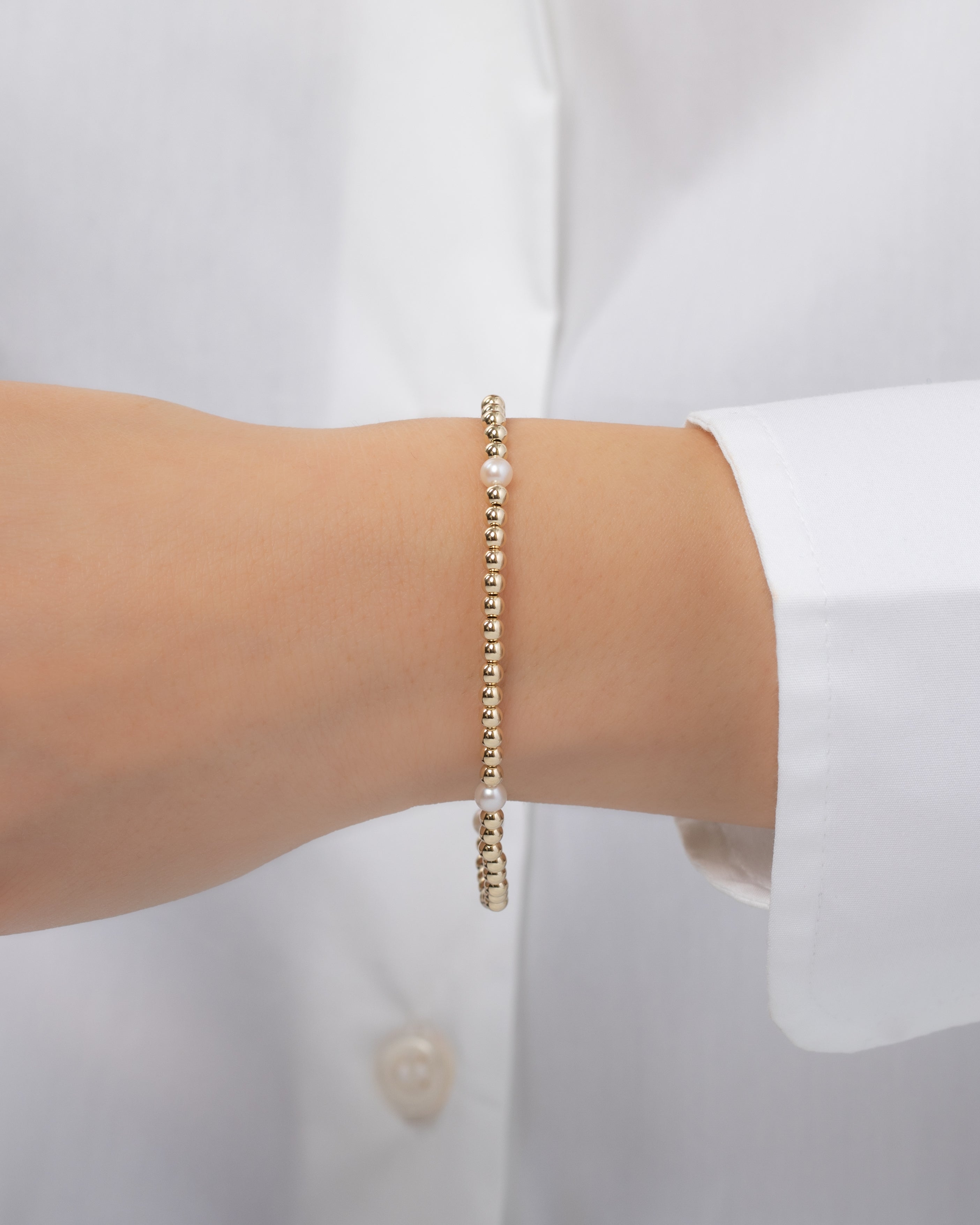 3mm Bead Bracelet With Pearl Segments SAMPLE SALE Zoe Lev Jewelry