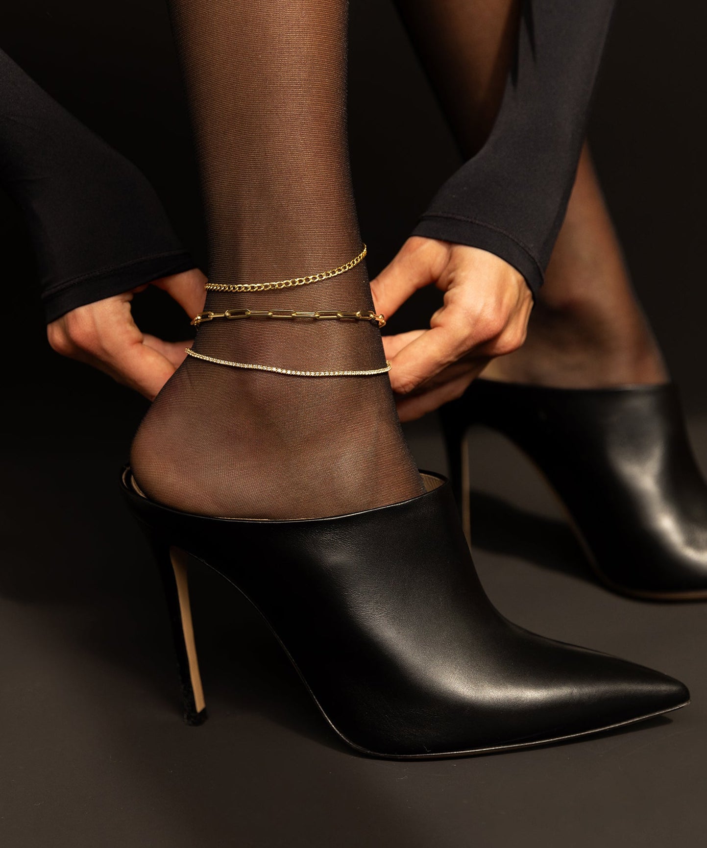 14k Gold Cuban Link Anklet Chains Zoe Lev Jewelry