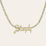 4 Prong Diamond Tennis Name Necklace Personalized Zoe Lev Jewelry