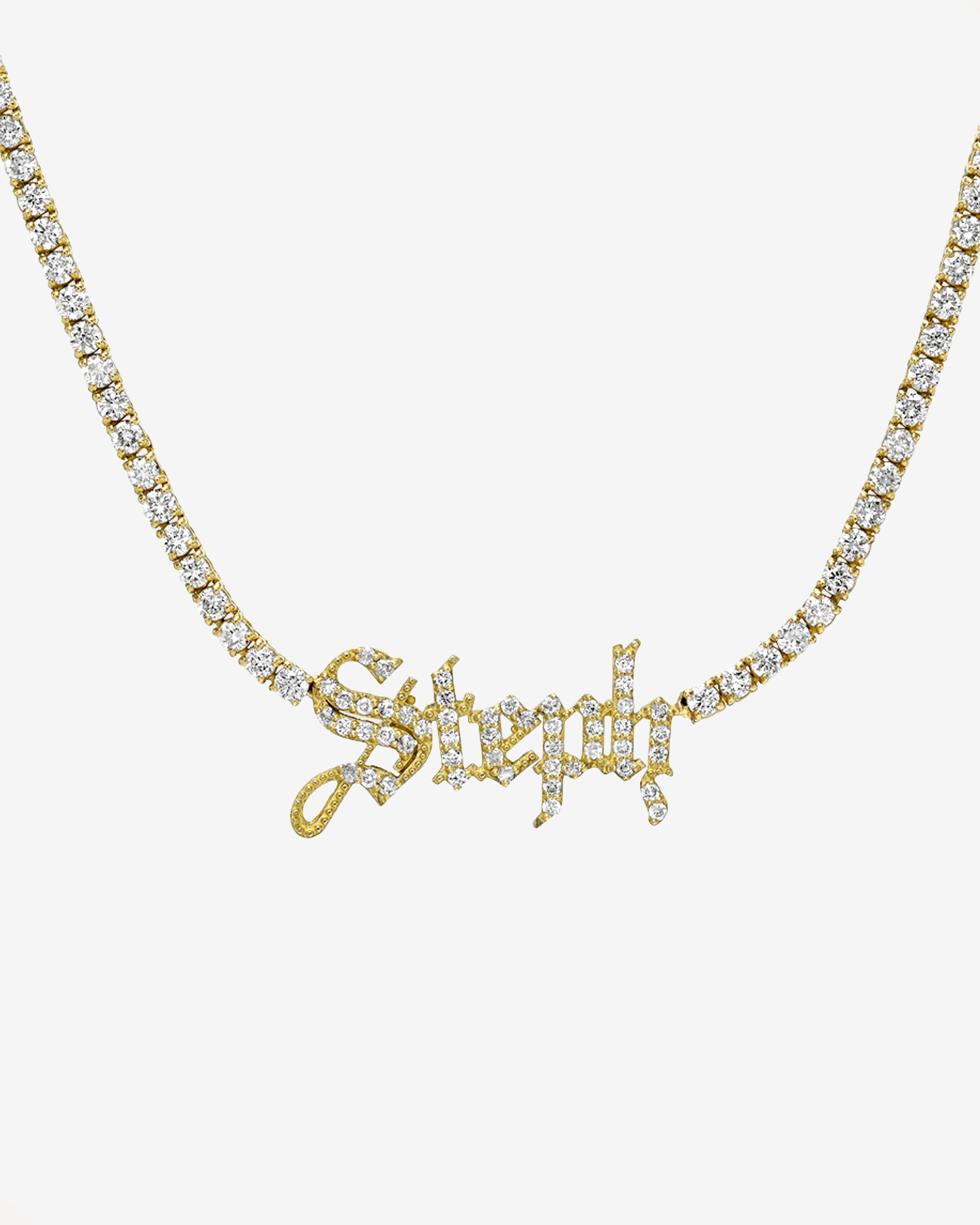 4 Prong Diamond Tennis Name Necklace Personalized Zoe Lev Jewelry