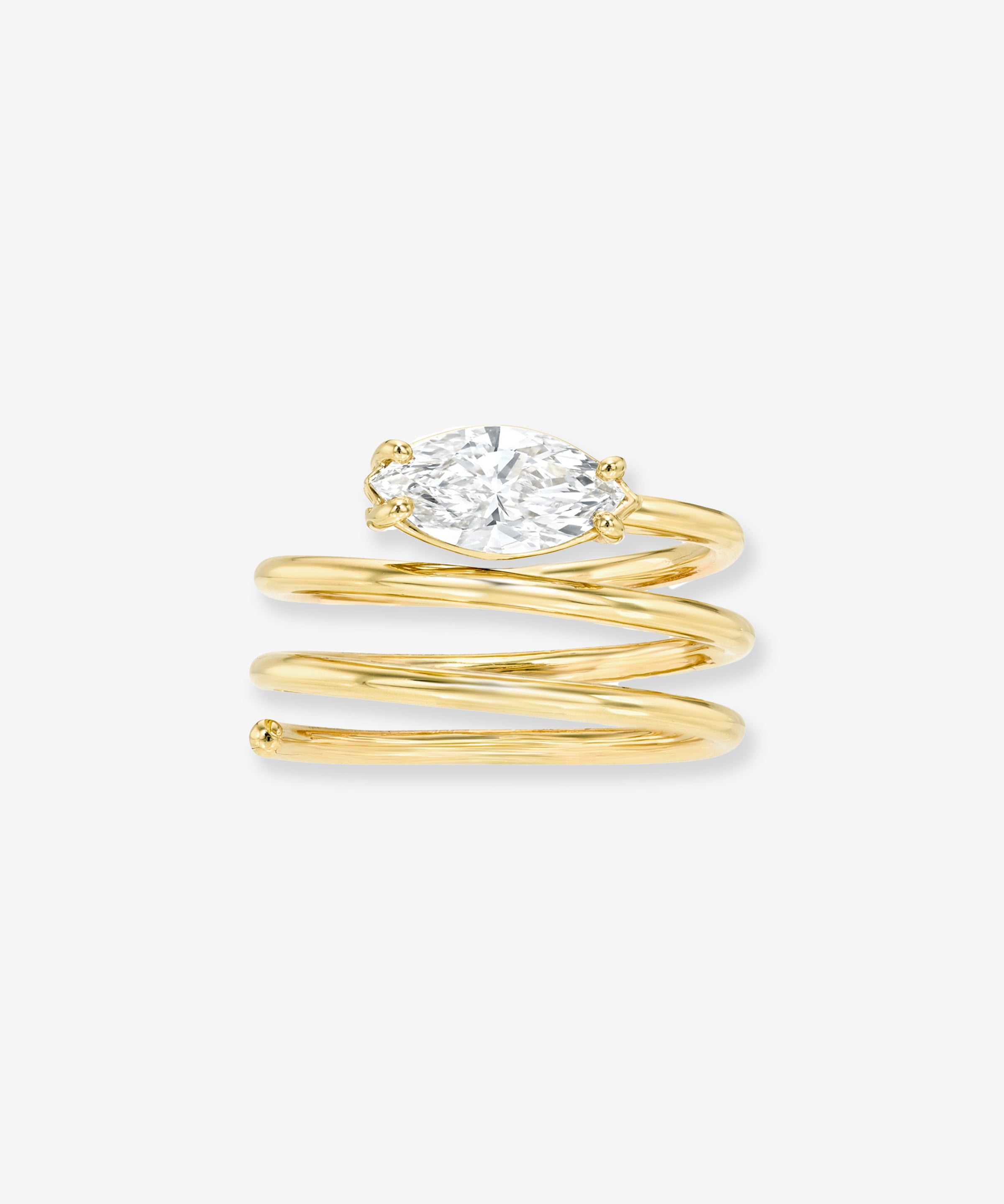 14k 4 Prong Marquise Lab Diamond Spiral Ring Ring Zoe Lev Jewelry