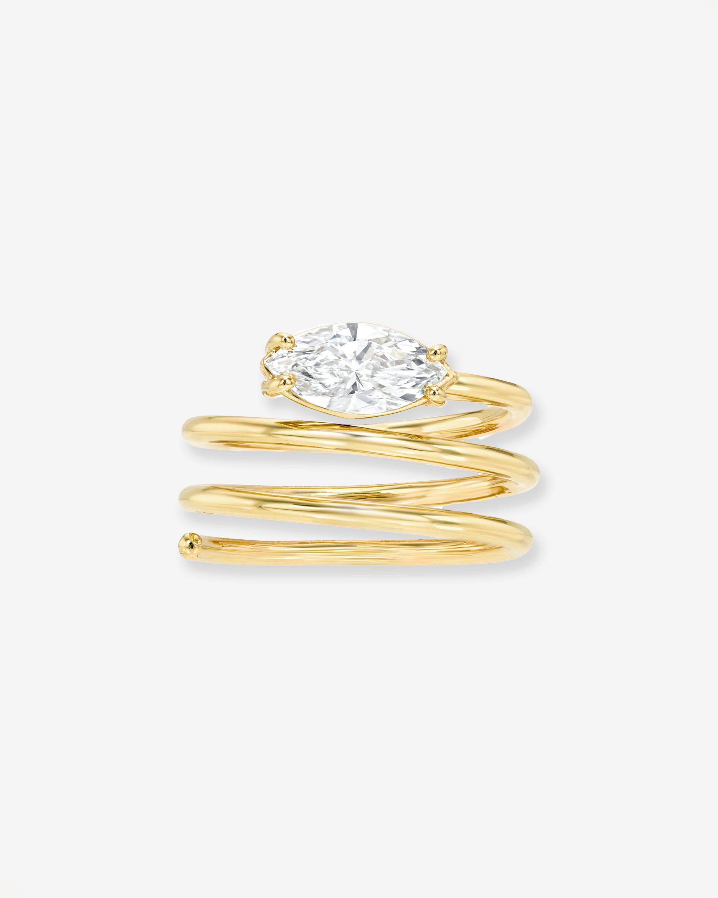 14k 4 Prong Marquise Lab Diamond Spiral Ring Ring Zoe Lev Jewelry