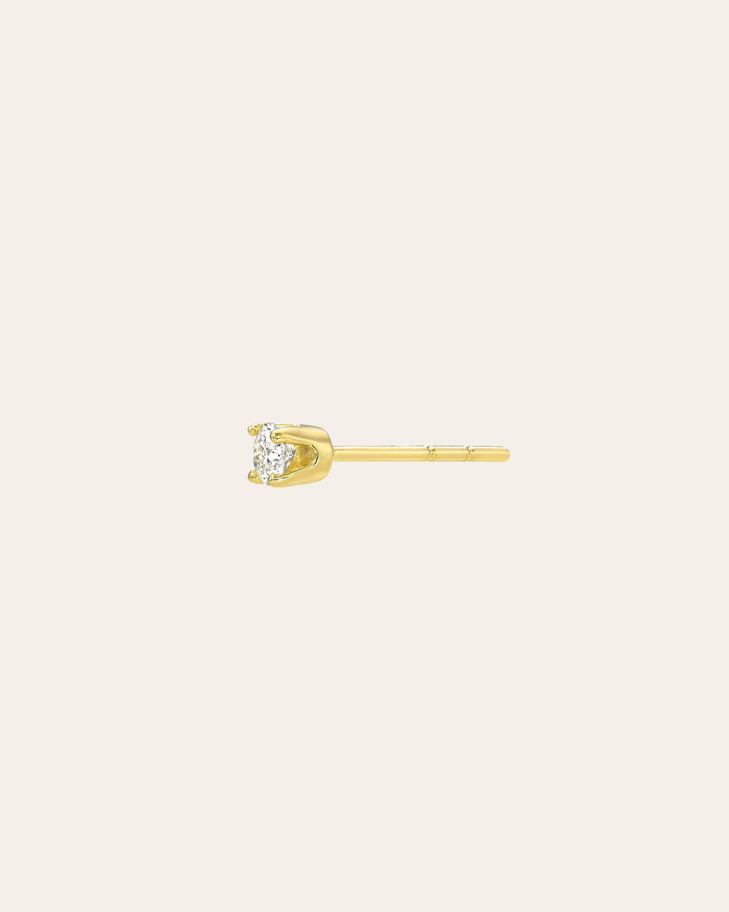 4 Prong Diamond Stud Earrings Zoe Lev Jewelry 14K Yellow Gold Single