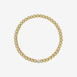 4mm Gold Bead Bracelet with Diamond Bead Zoe Lev Jewelry