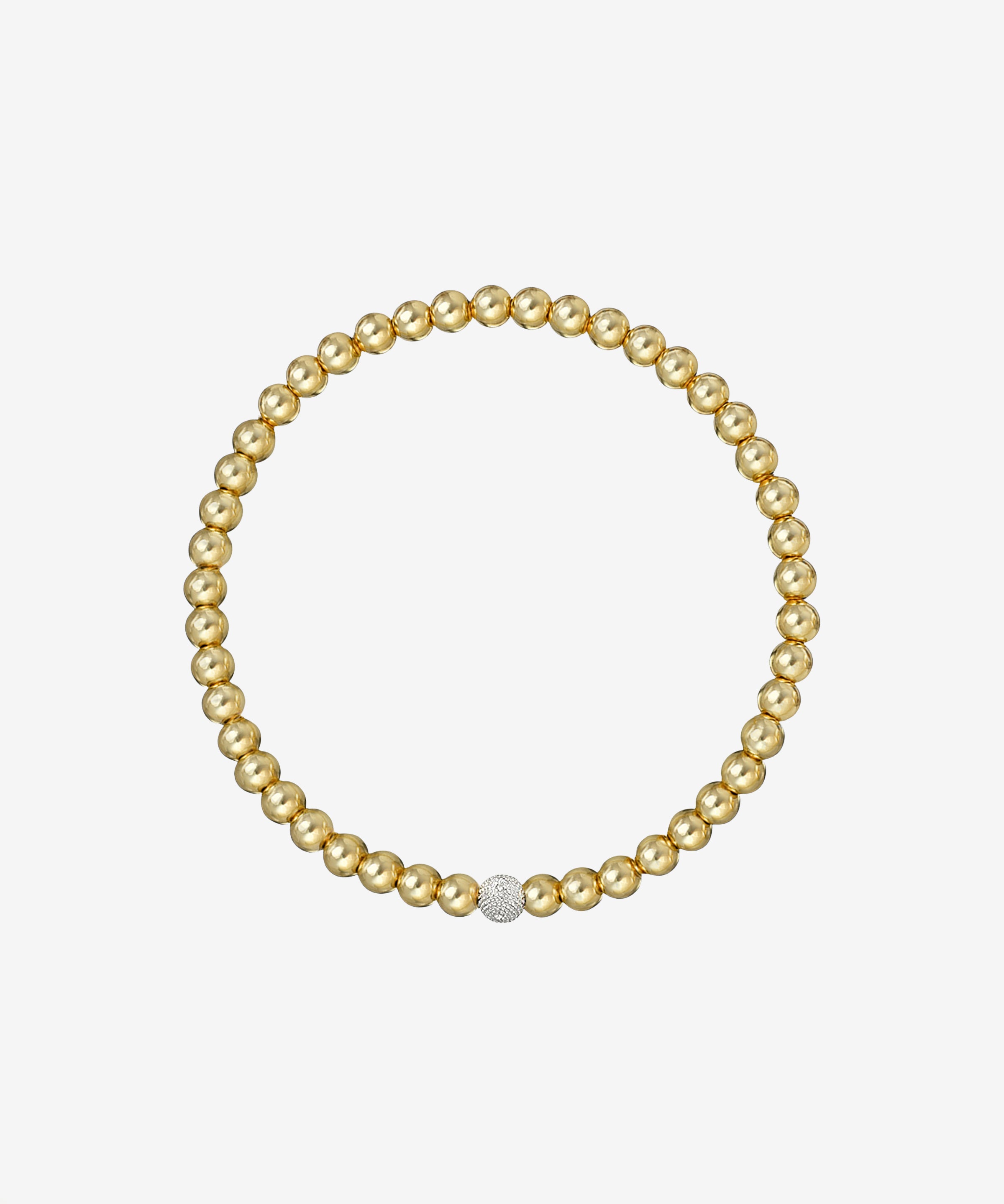 4mm Gold Bead Bracelet with Diamond Bead Zoe Lev Jewelry