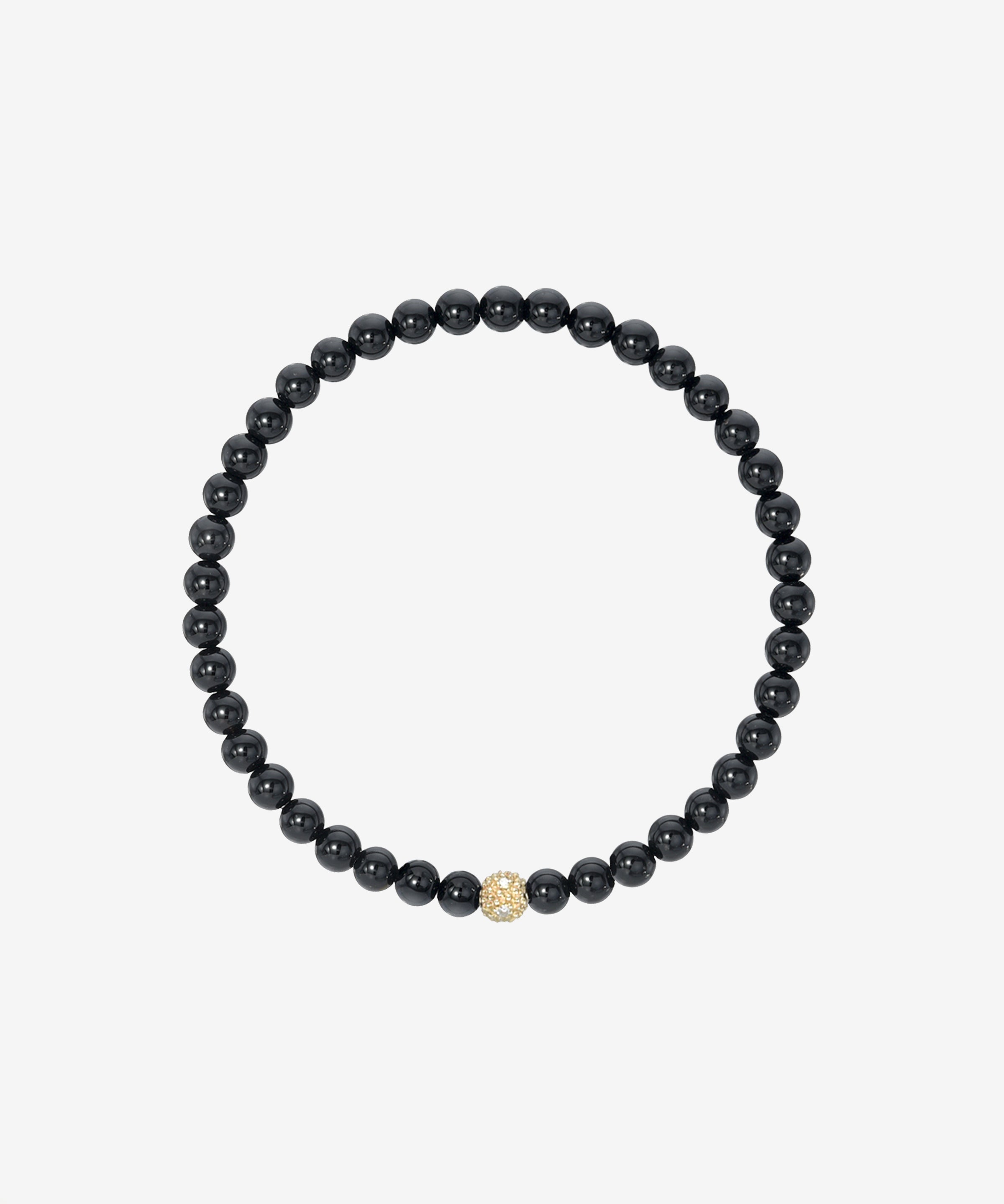 4mm Black Onyx Bead Bracelet with Diamond Bead Bead Bracelets Zoe Lev Jewelry