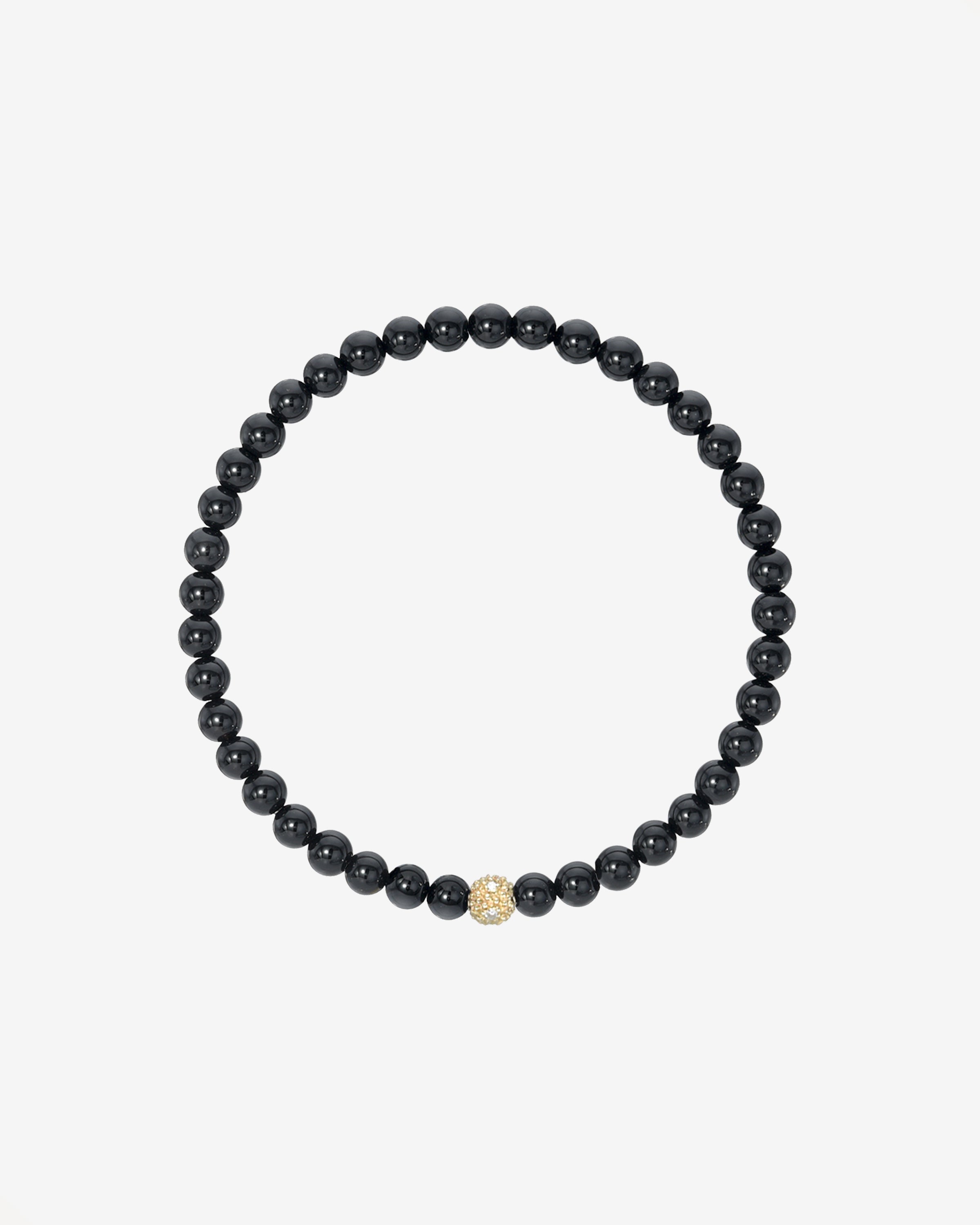 4mm Black Onyx Bead Bracelet with Diamond Bead Bead Bracelets Zoe Lev Jewelry