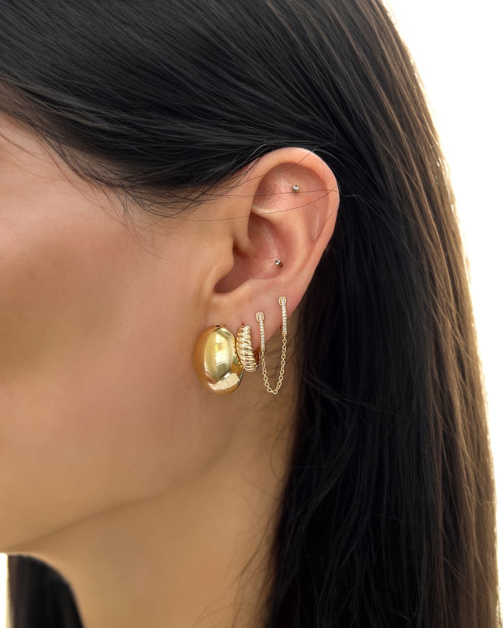 14K Gold Half Dome Stud Earrings Studs Zoe Lev Jewelry