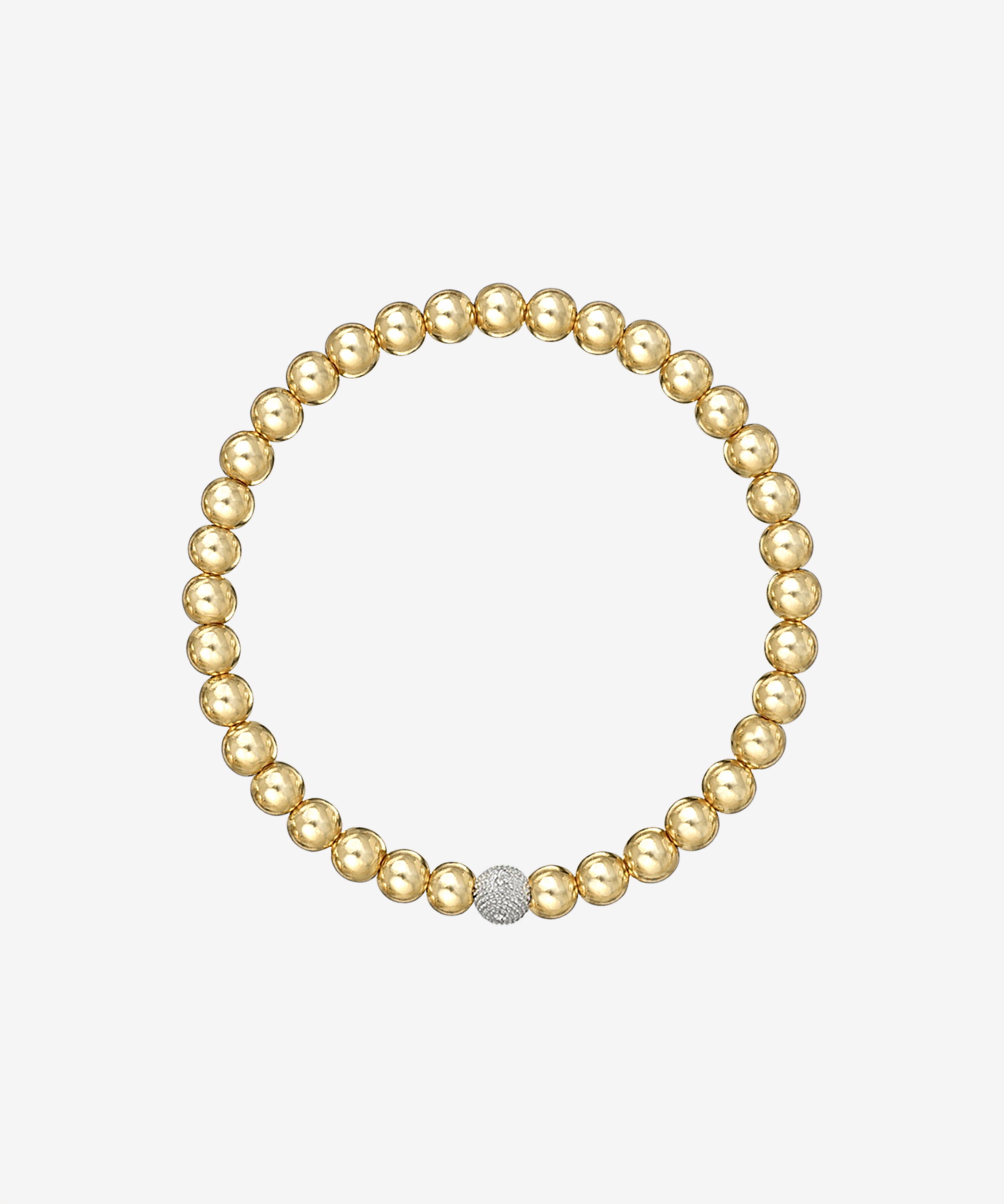 5mm Gold Bead Bracelet with Diamond Bead Zoe Lev Jewelry
