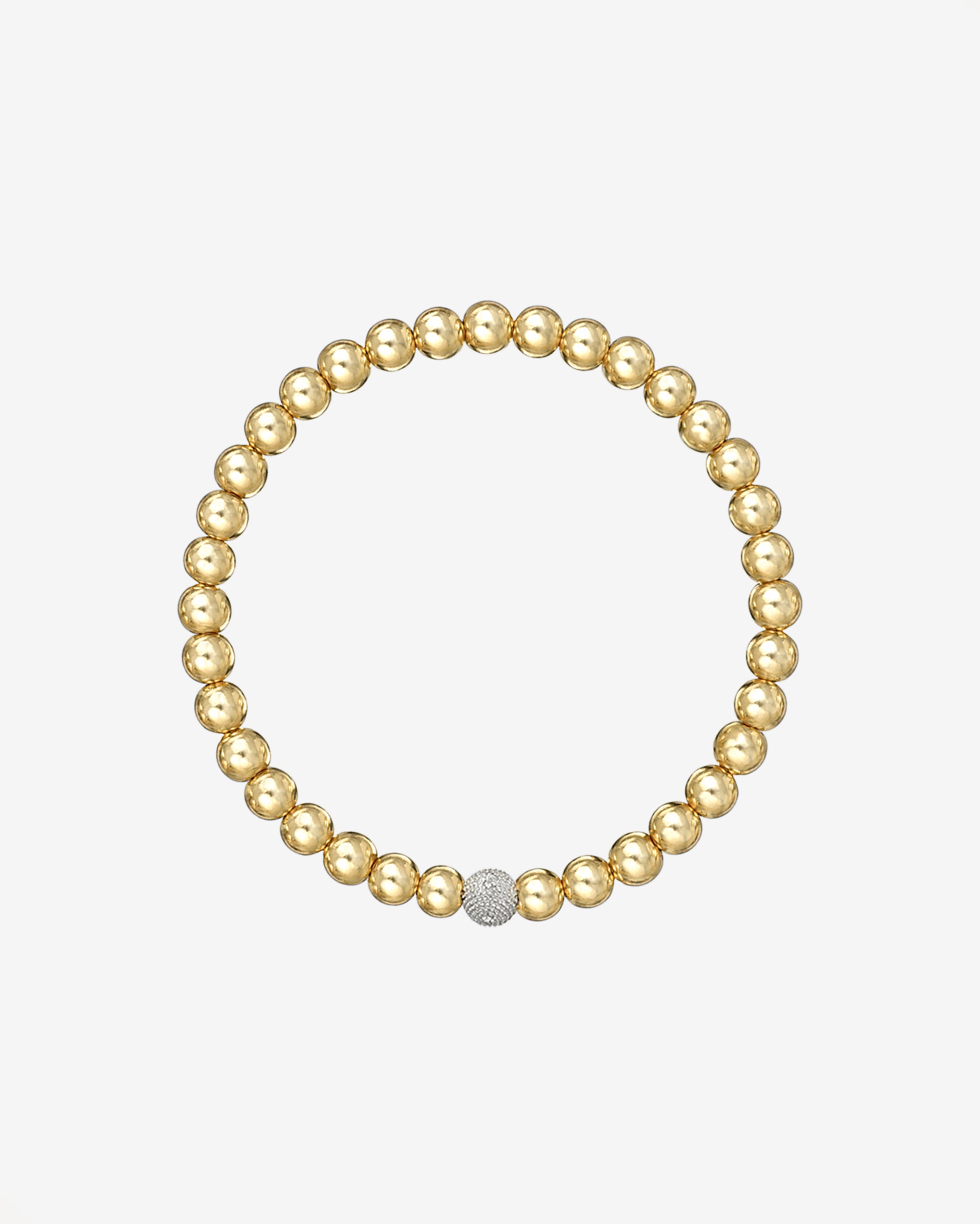 5mm Gold Bead Bracelet with Diamond Bead Zoe Lev Jewelry