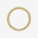 6mm Gold Bead Bracelet with Diamond Bead Zoe Lev Jewelry