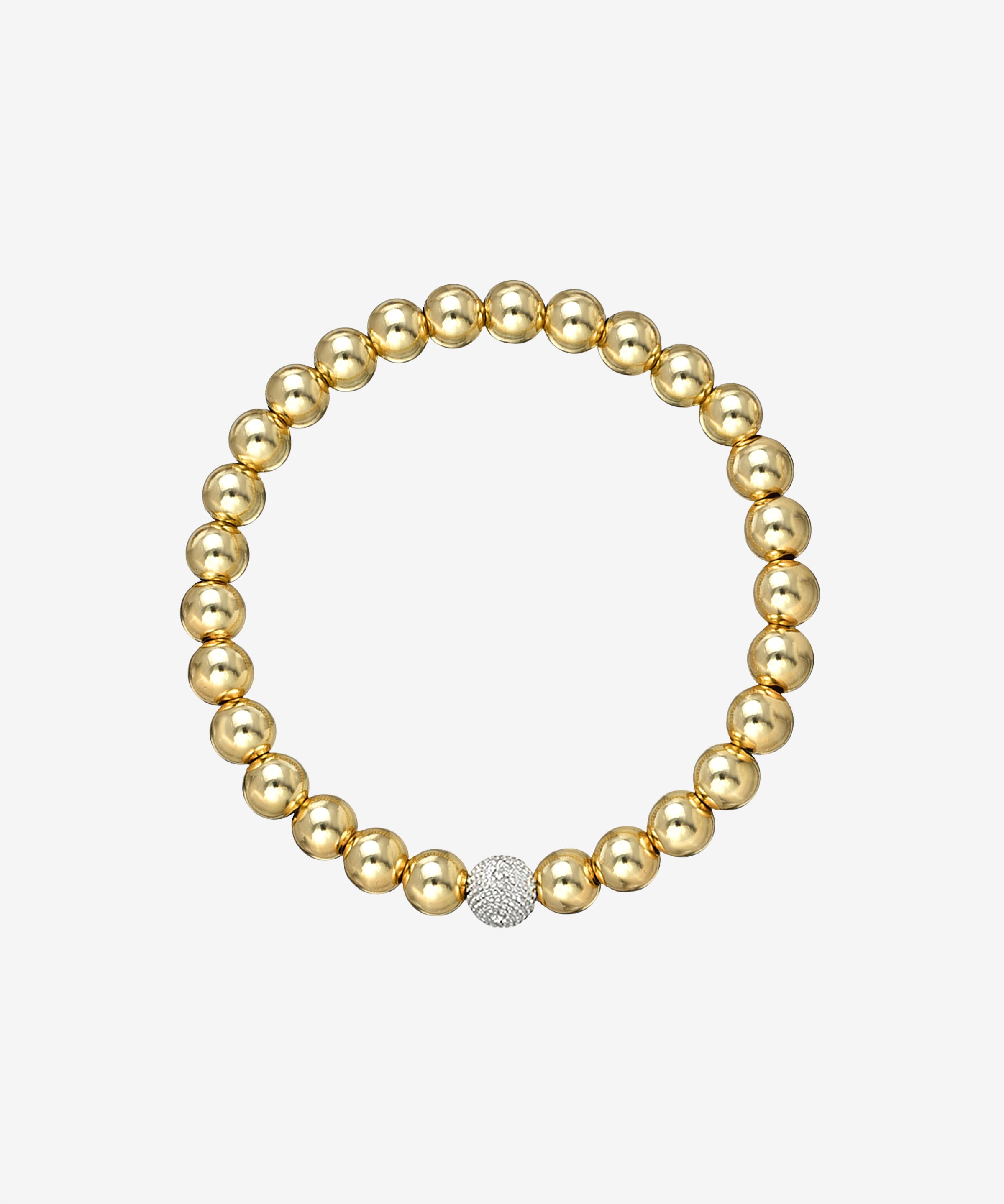6mm Gold Bead Bracelet with Diamond Bead Zoe Lev Jewelry