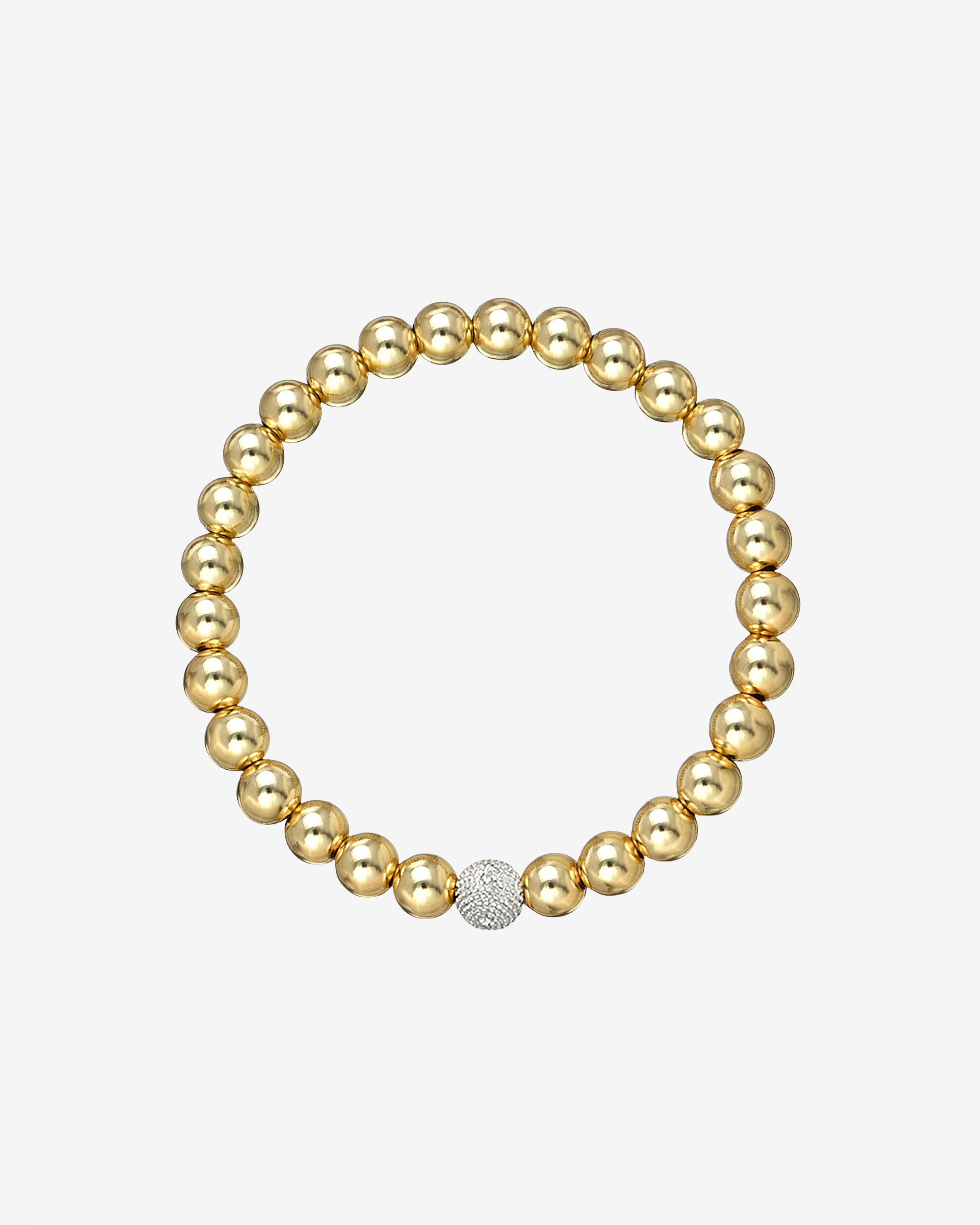 6mm Gold Bead Bracelet with Diamond Bead Zoe Lev Jewelry