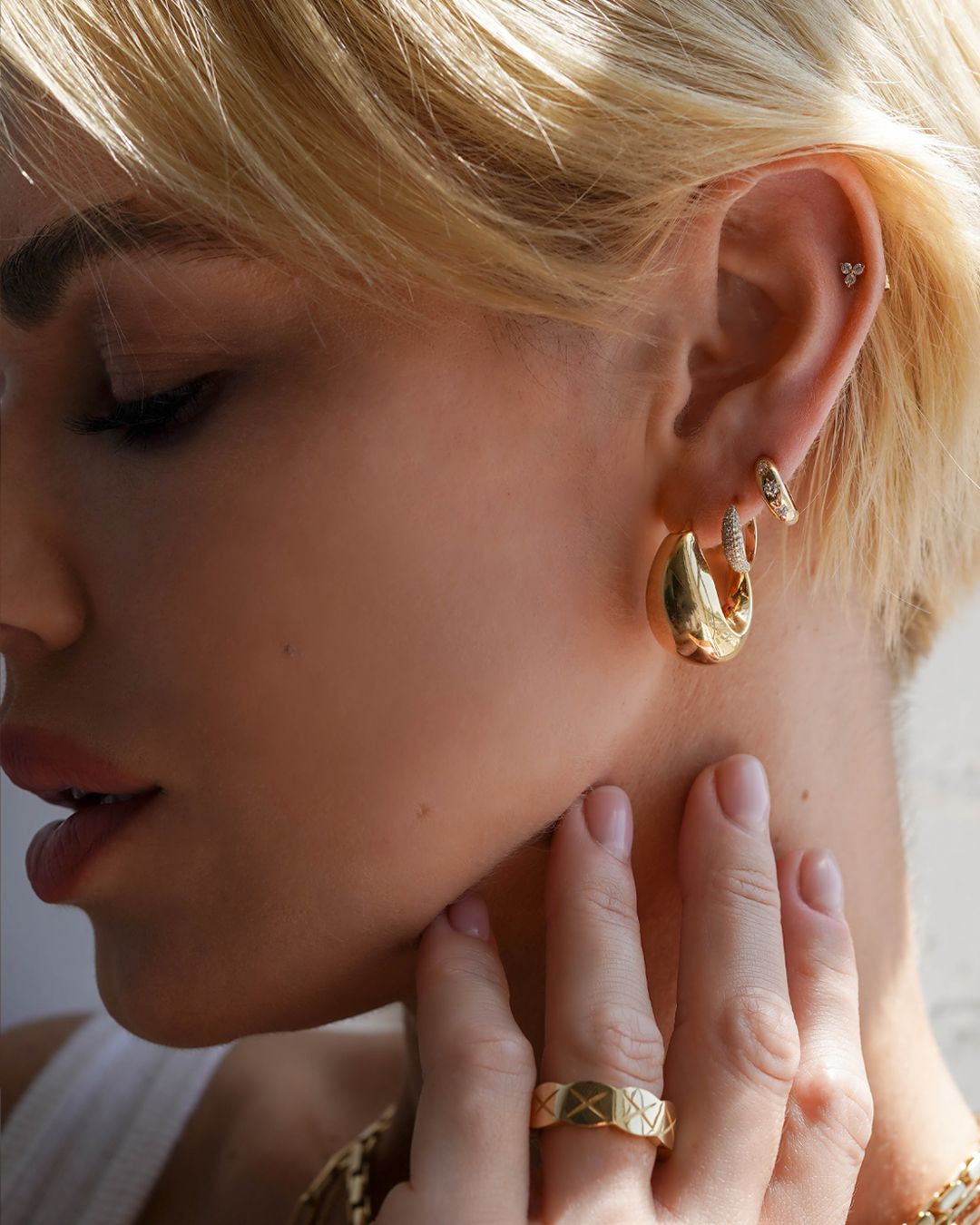 Gold Large Bubble Hoops SAMPLE SALE Zoe Lev Jewelry