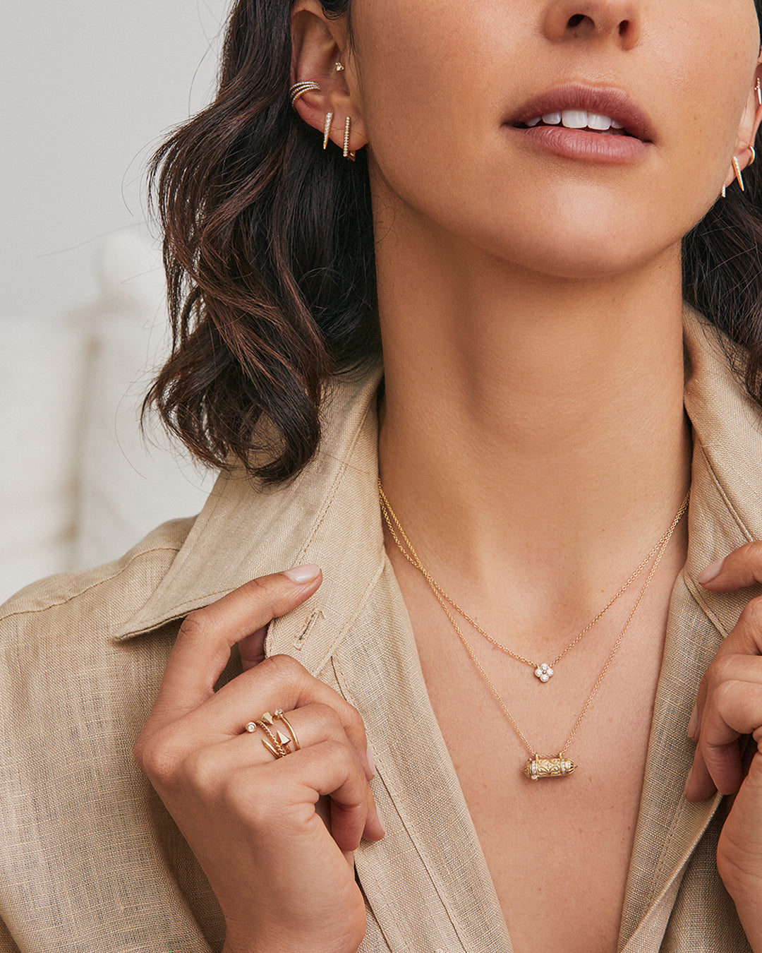 14k Gold and Diamond Amulet Necklace Personalized Zoe Lev Jewelry