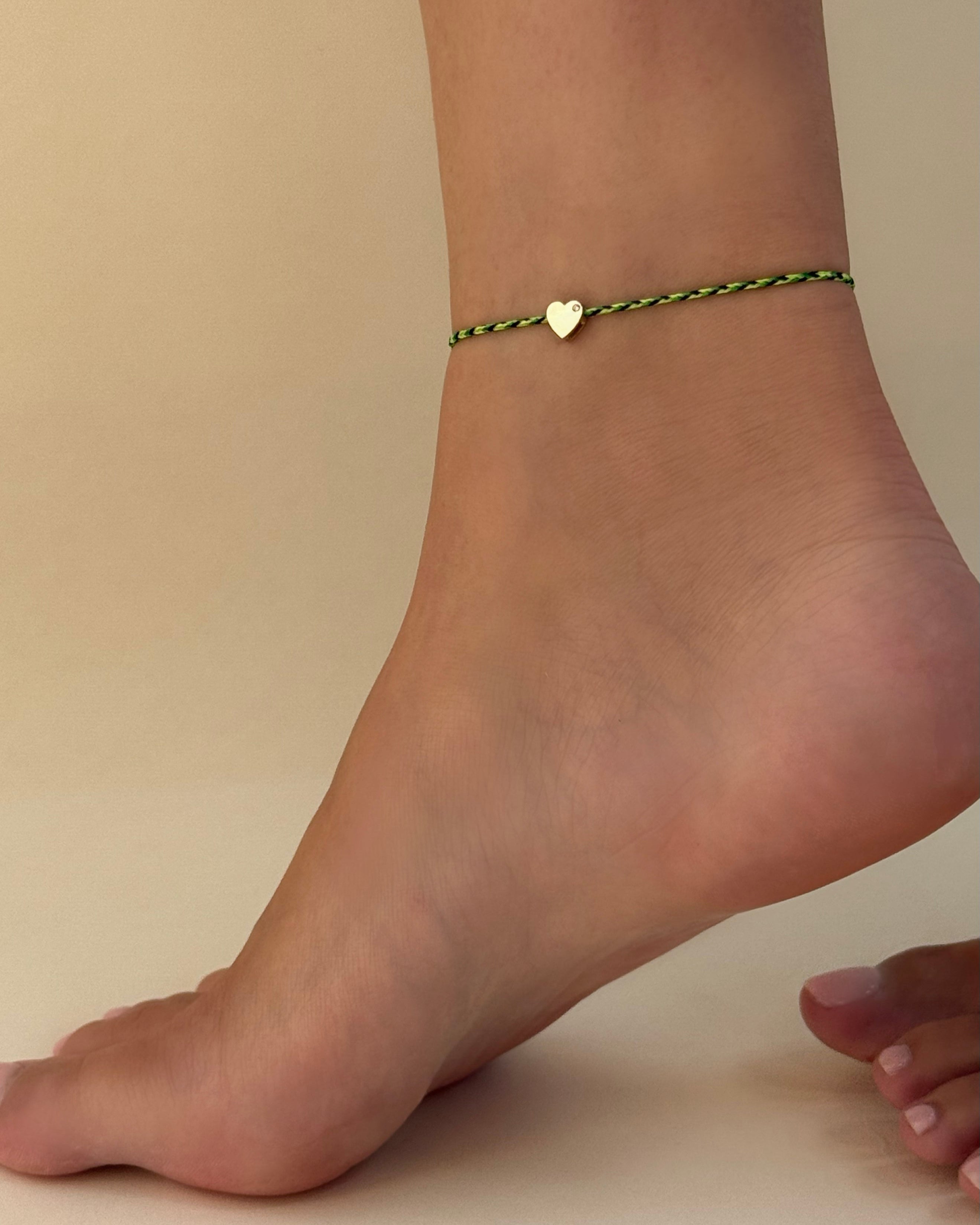 14k Gold Paracord Heart Fortune Anklet Fortune Zoe Lev Jewelry