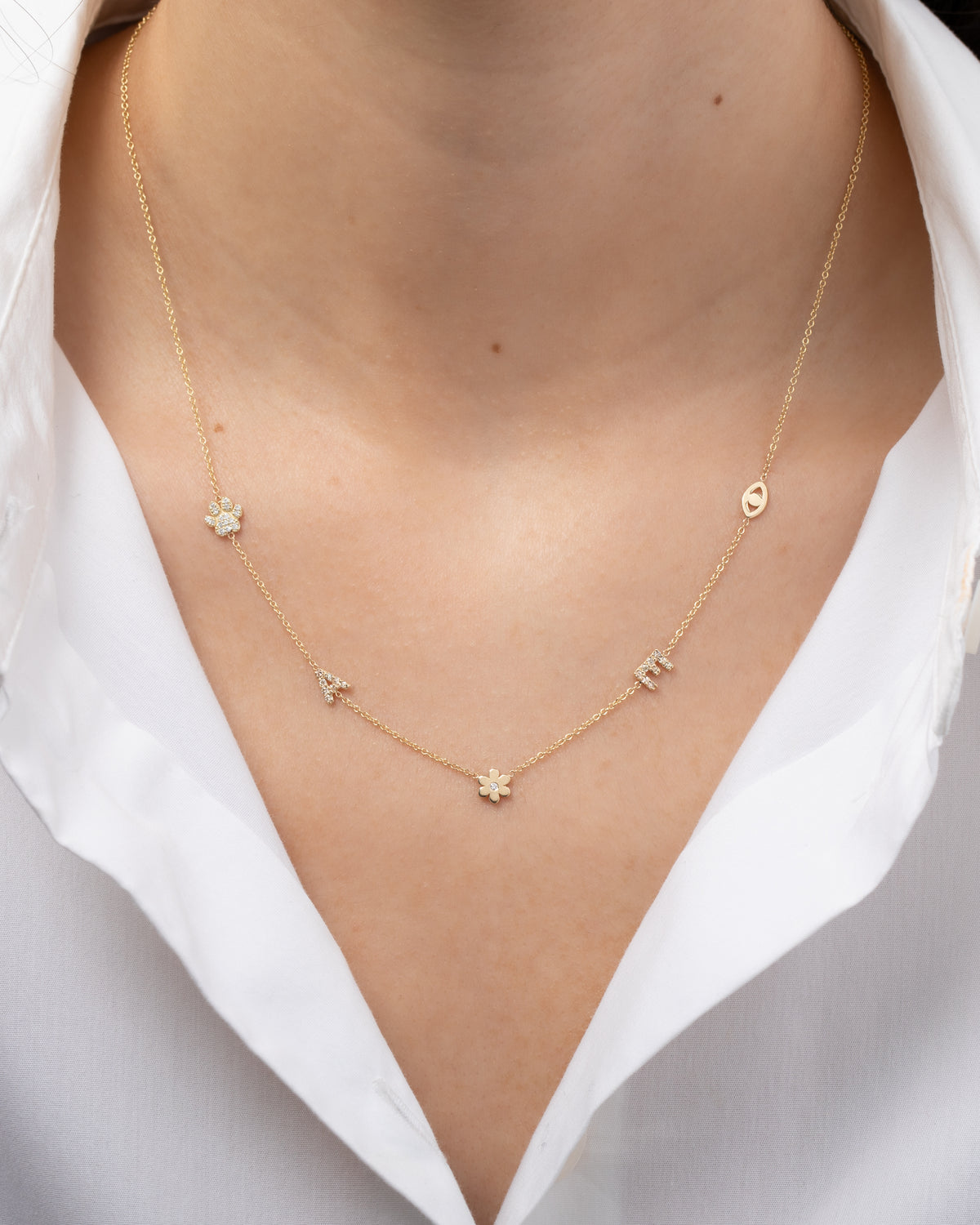 14K Gold Asymmetrical Charm Necklace