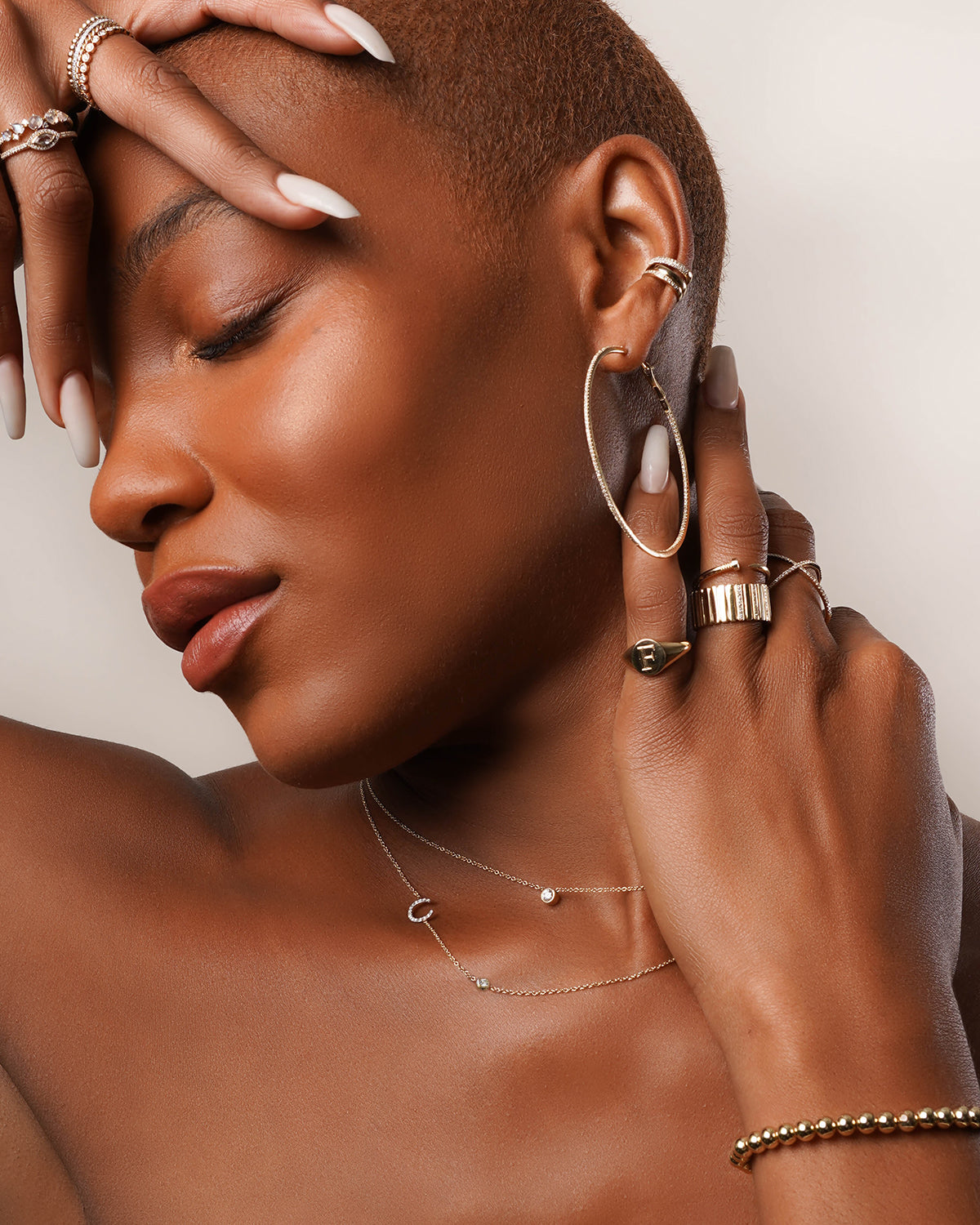 Diamond Asymmetrical Initial and Bezel Necklace Personalized Zoe Lev Jewelry