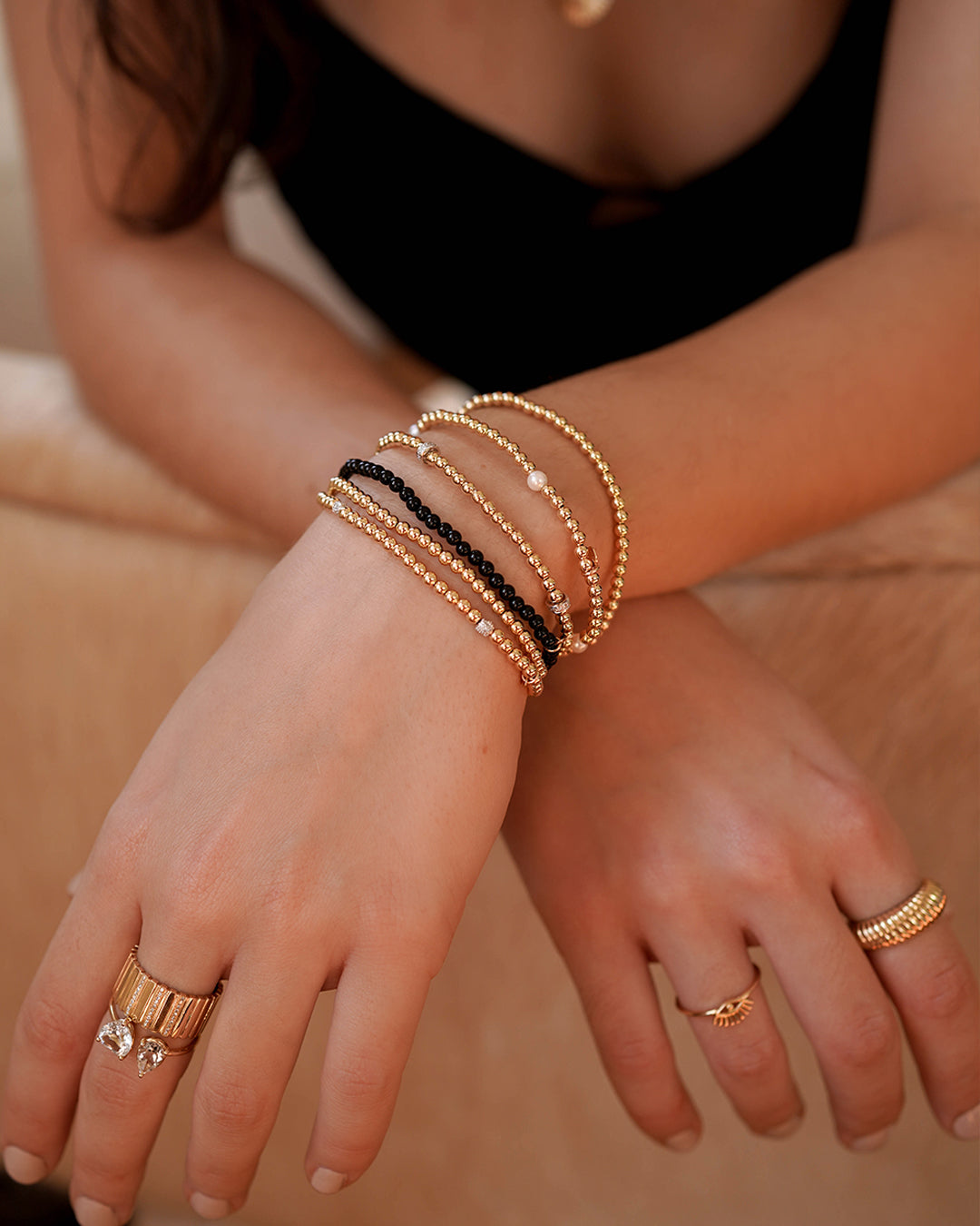 Hazel Adult Bracelet (3mm + 4mm Beads) 7.5 Inches / Gold Filled