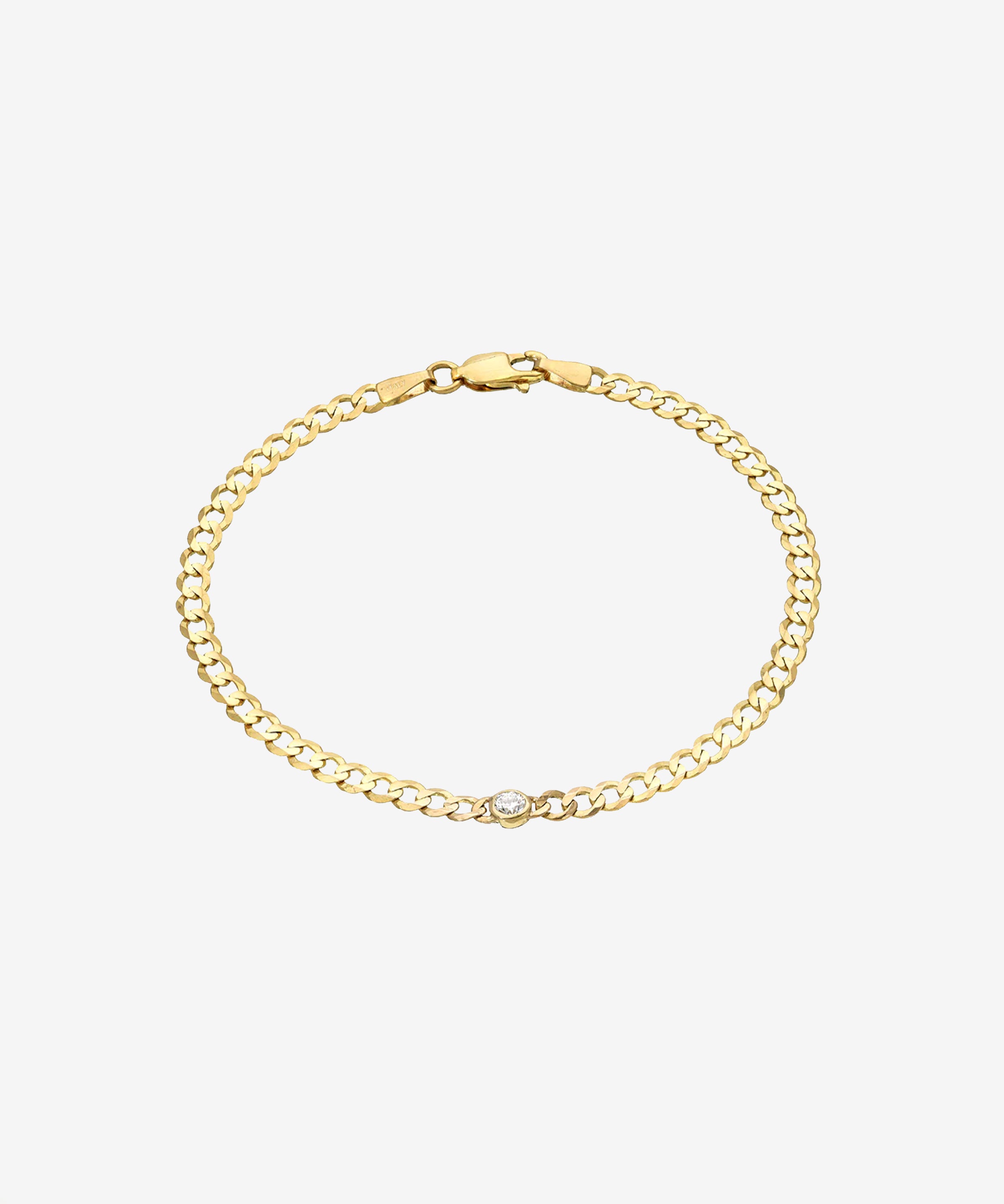 Bezel Diamond Cuban Link Bracelet Zoe Lev Jewelry