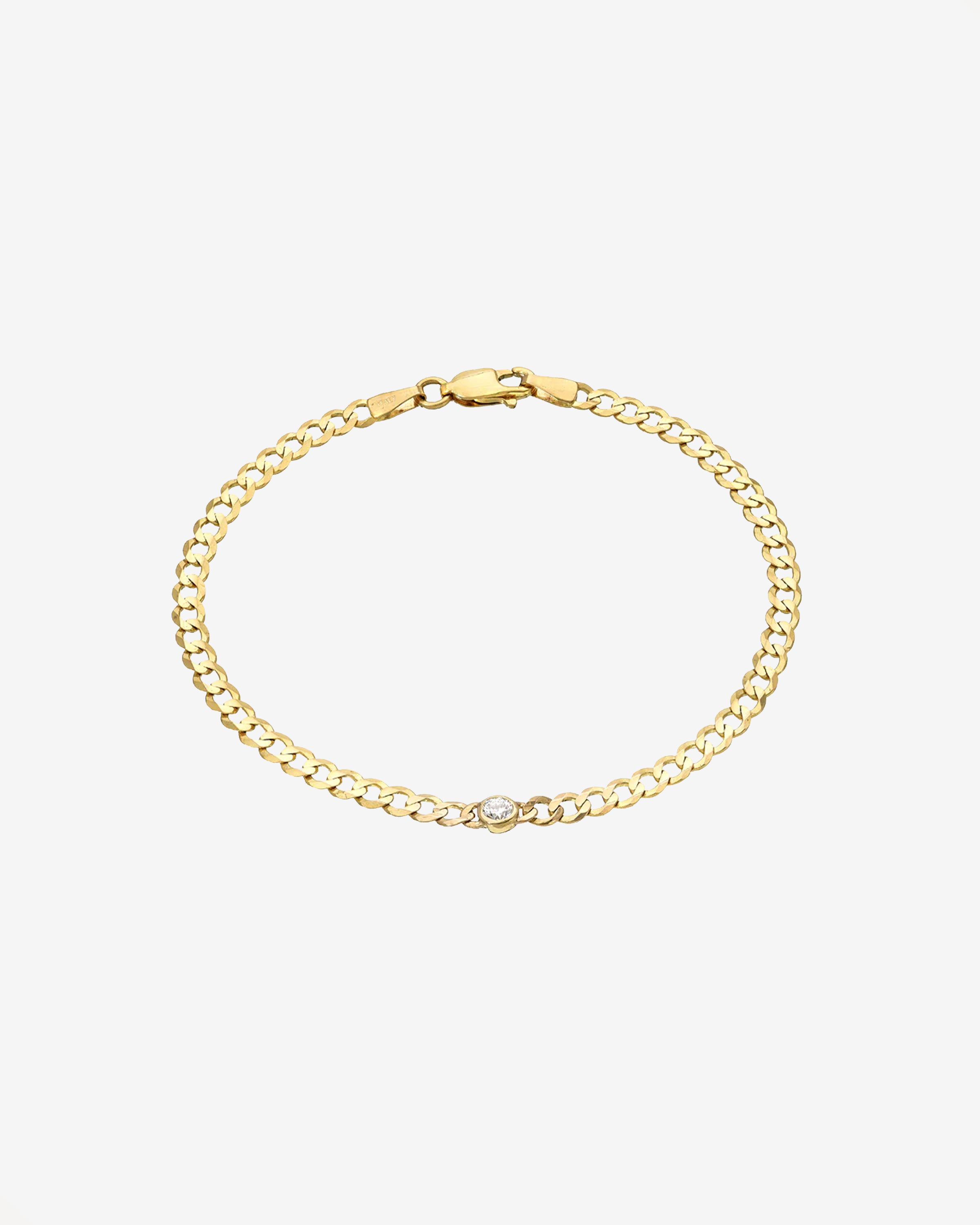 Bezel Diamond Cuban Link Bracelet Zoe Lev Jewelry