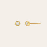 14k Bezel Diamond Stud - Single SAMPLE SALE Zoe Lev Jewelry