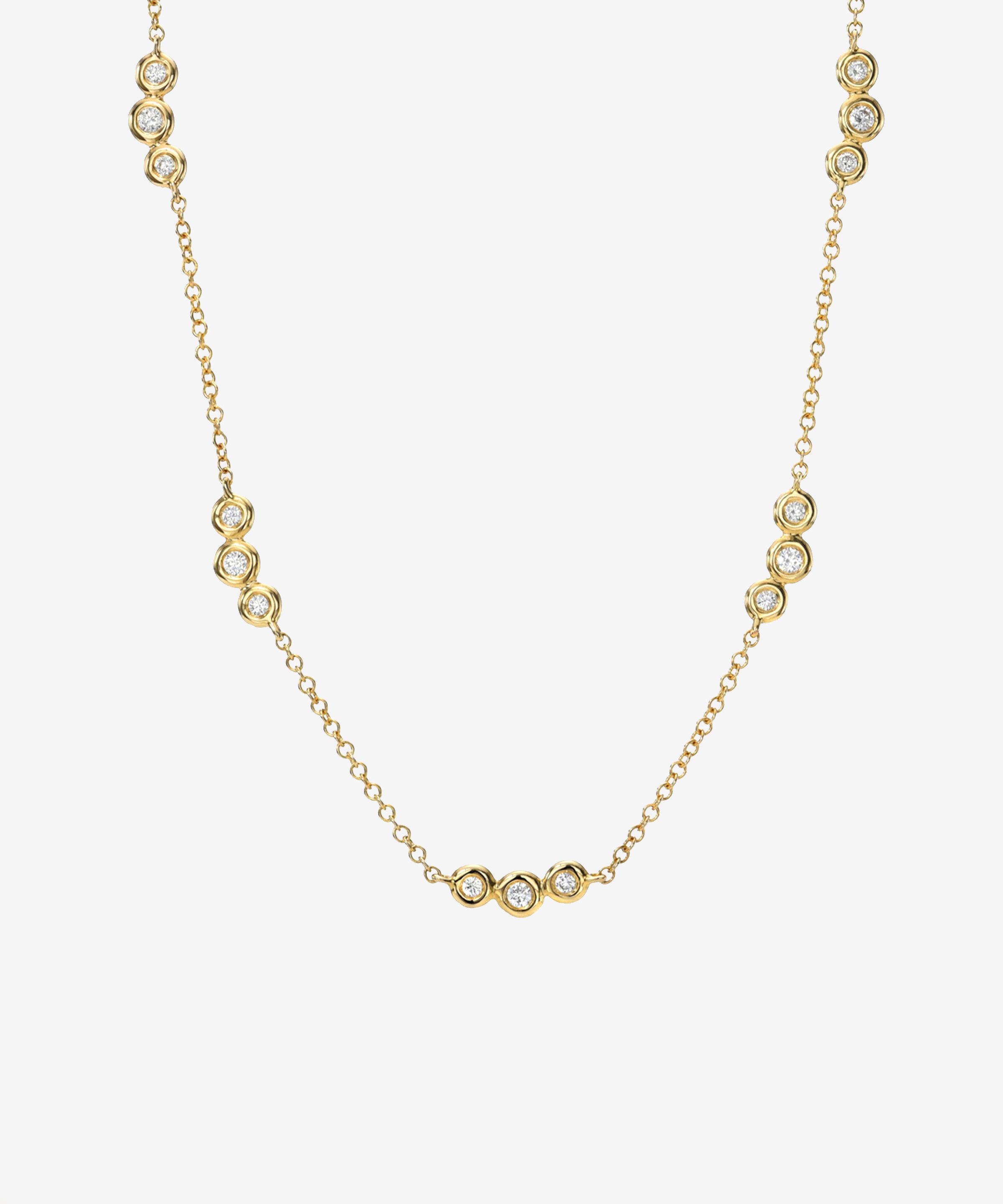 Bezel Diamond Trio Segment Necklace Zoe Lev Jewelry