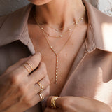 14k Gold Bezel Diamond Segment Lariat Necklace SAMPLE SALE Zoe Lev Jewelry