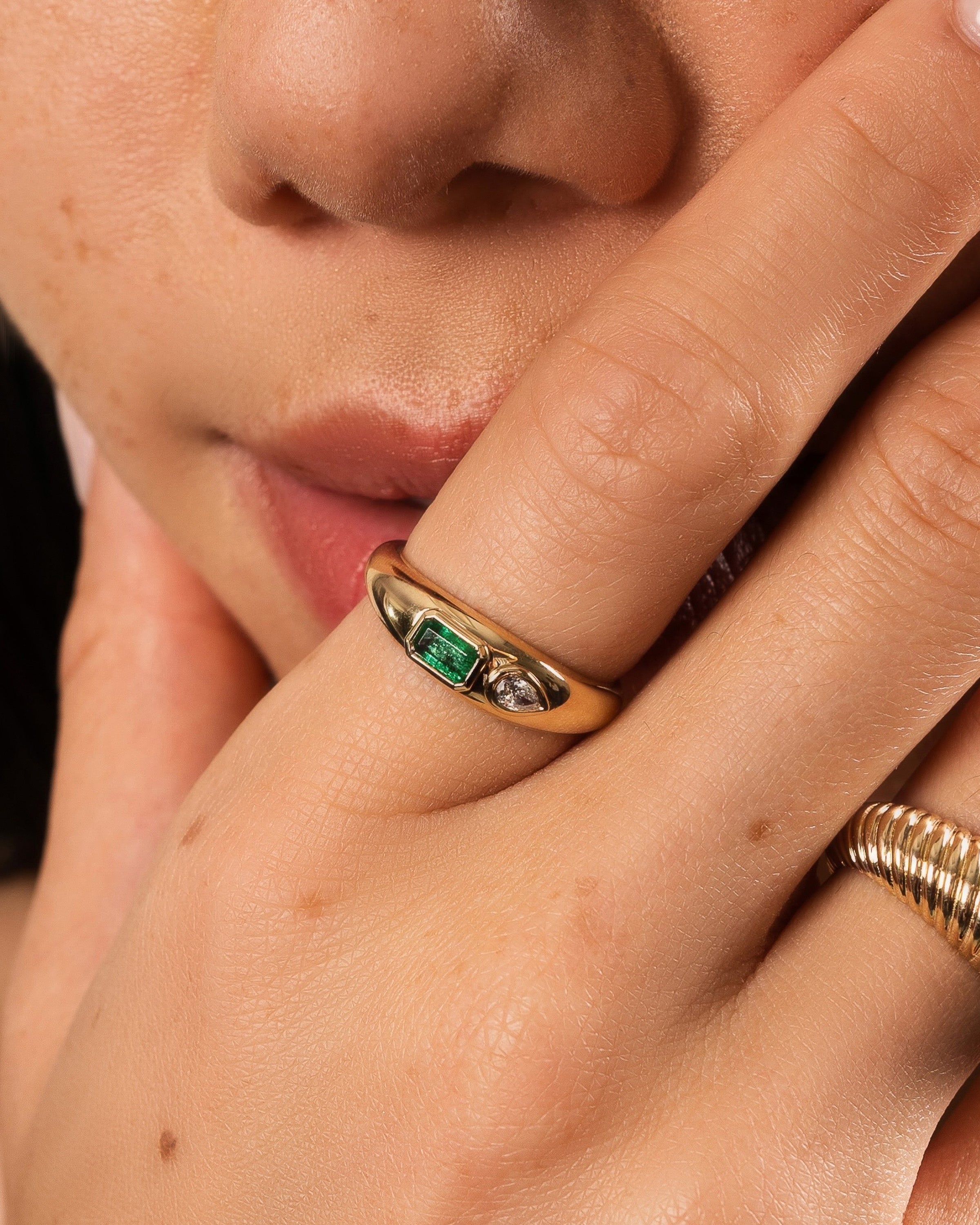 Birthstone and Diamond Dome Ring Personalized Zoe Lev Jewelry