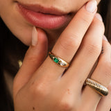 Birthstone and Diamond Dome Ring Personalized Zoe Lev Jewelry