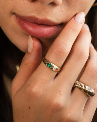 Birthstone and Diamond Dome Ring