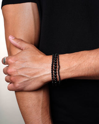 Black Onyx Bead Bracelet Stack