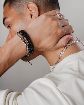 Black Onyx Bead Bracelet Stack