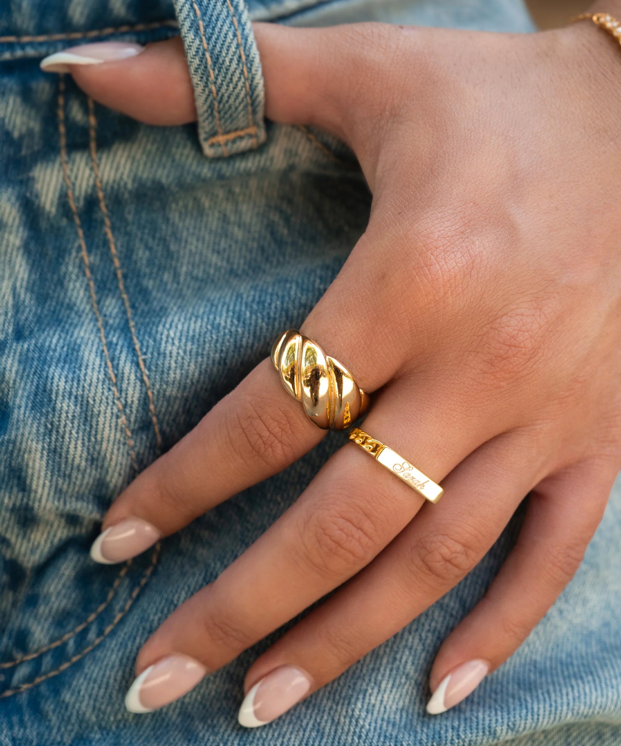 Large Croissant Ring Vermeil Zoe Lev Jewelry