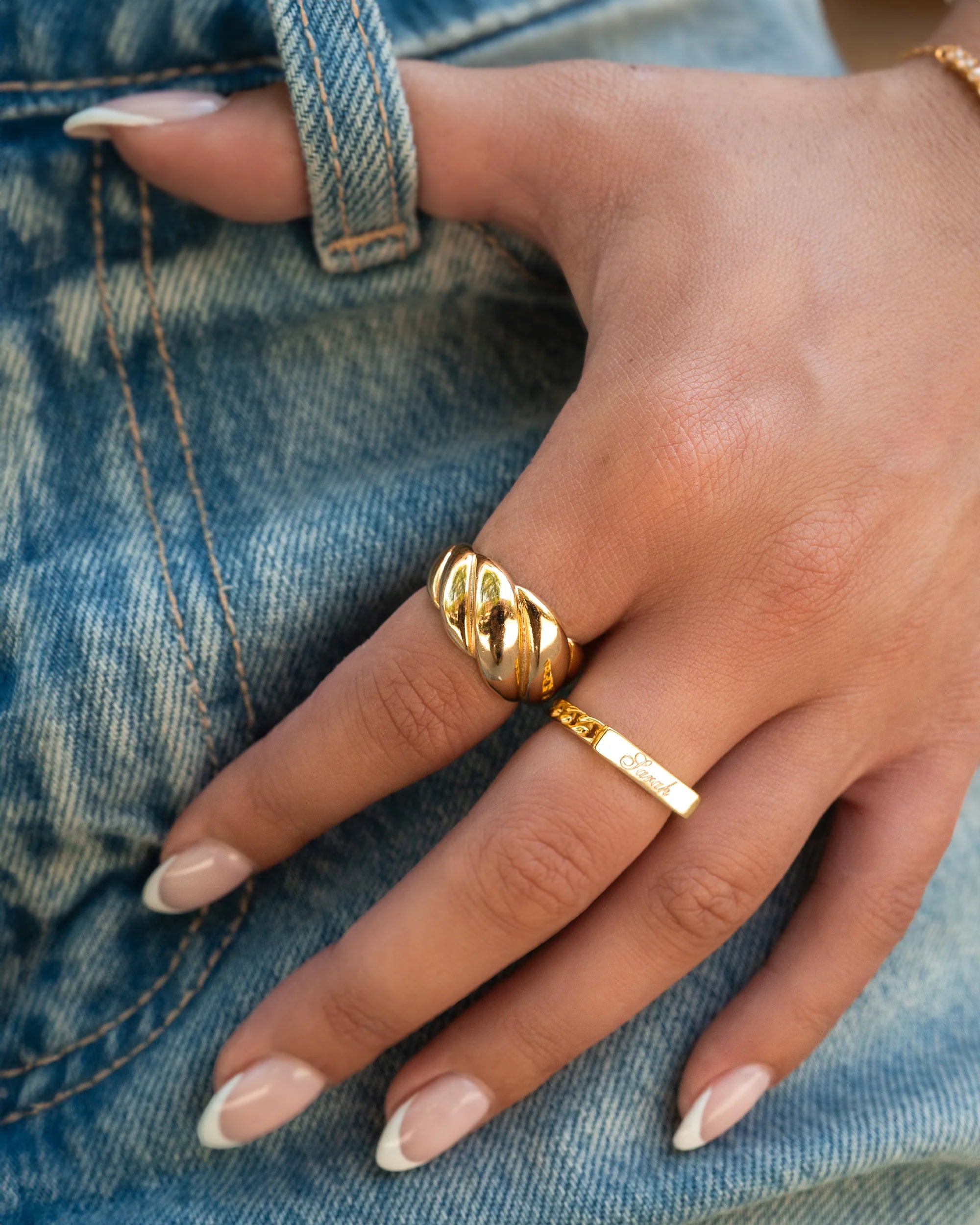 Large Croissant Ring Vermeil Zoe Lev Jewelry