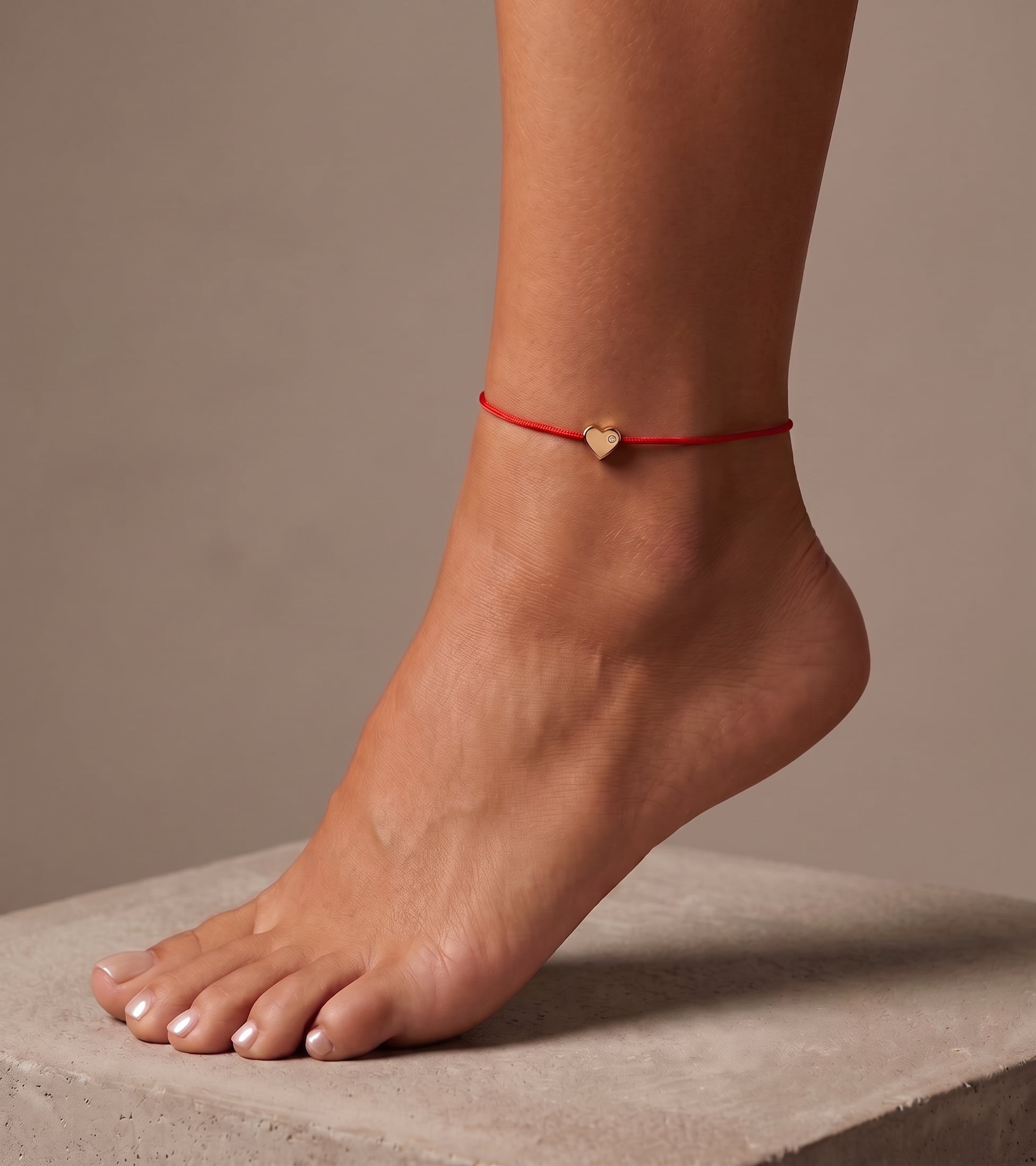 14k Gold Heart with Diamond Fortune Anklet Fortune Zoe Lev Jewelry