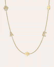 14K Gold Asymmetrical Charm Necklace Personalized Zoe Lev Jewelry