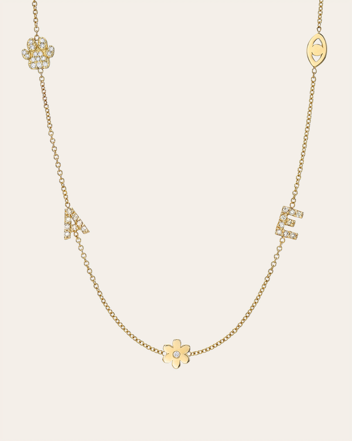 14K Gold Asymmetrical Charm Necklace