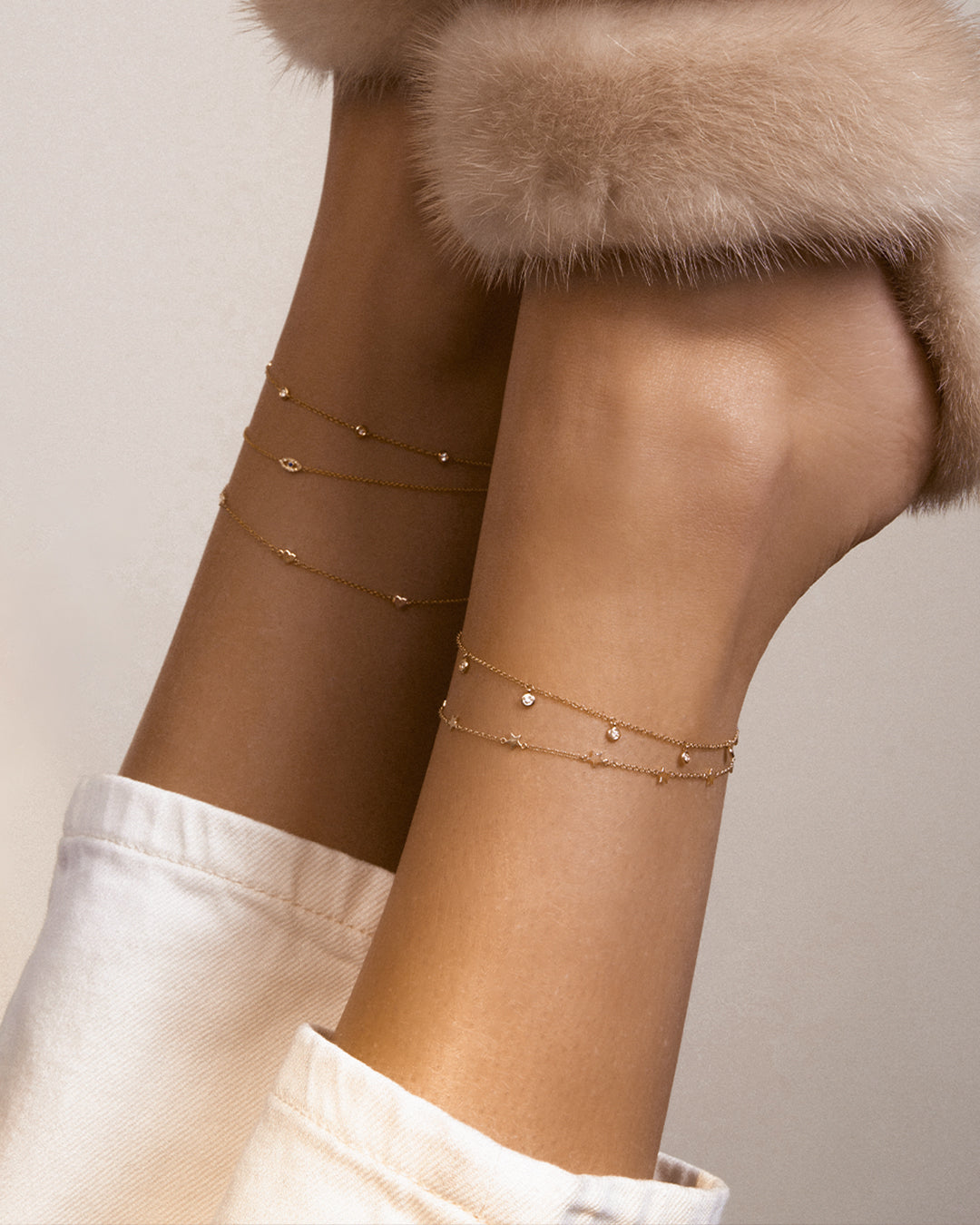 14k Gold Star Charm Anklet Zoe Lev Jewelry